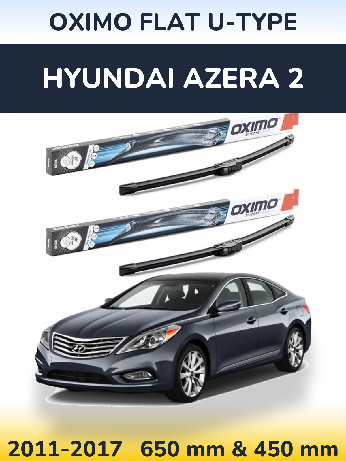 Komplet przednich wycieraczek Oximo Flat U-type 650 & 450 mm do Hyundai Azera 2 2011-2017