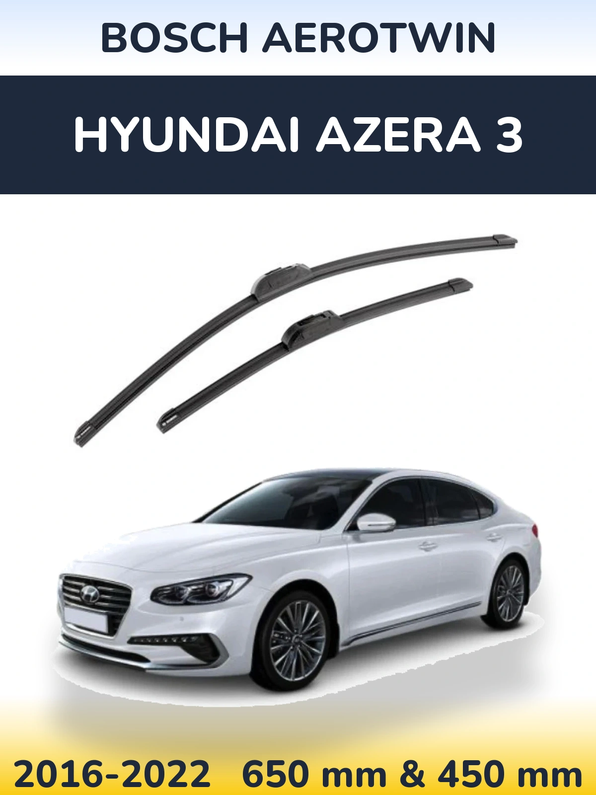 Комплект передних дворников BOSCH AeroTwin 650 & 450 мм для Hyundai Azera 3 2016-2022
