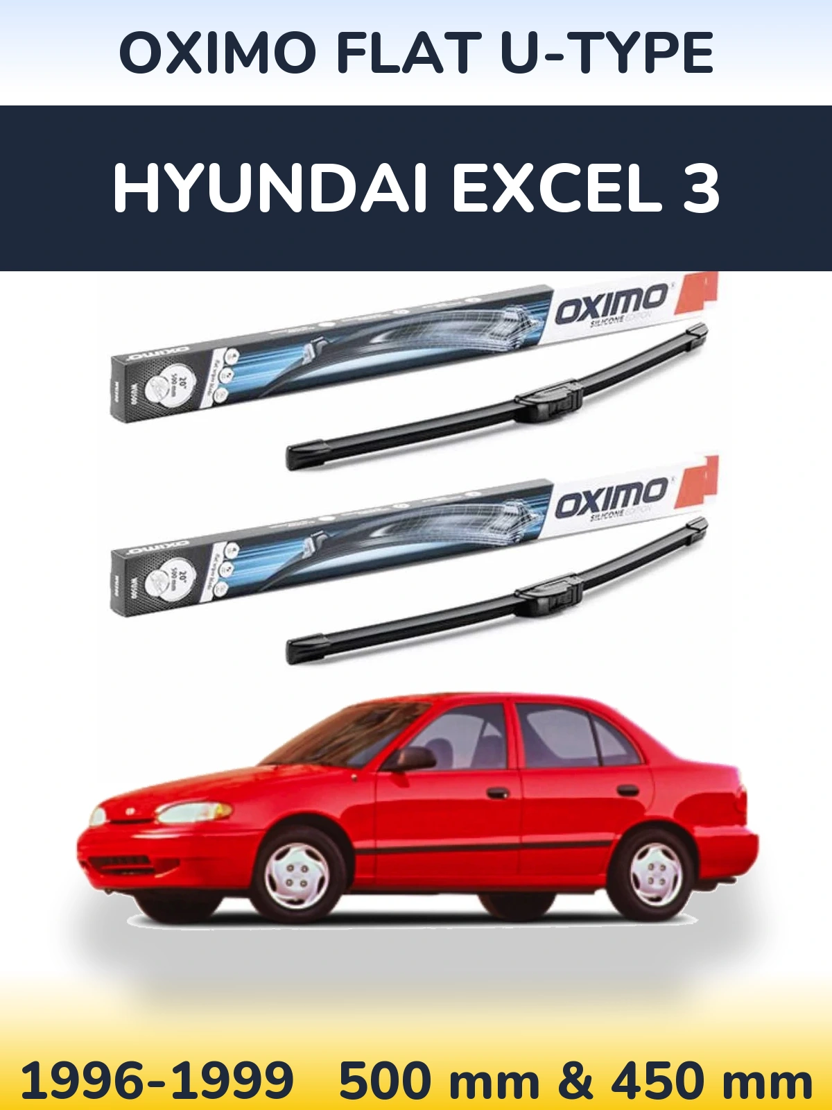 Komplet przednich wycieraczek Oximo Flat U-type 500 & 450 mm do Hyundai Excel 3 1996-1999