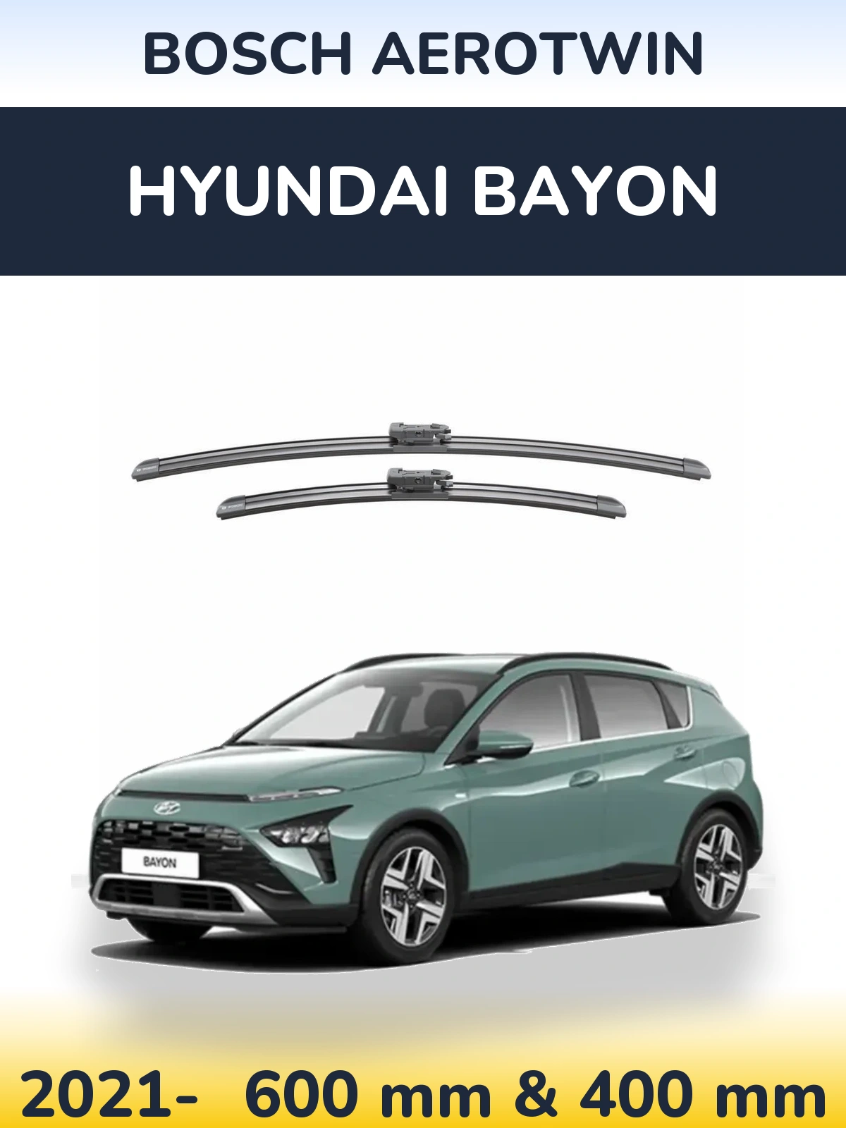 Komplet przednich wycieraczek BOSCH AeroTwin 600 & 400 mm do Hyundai Bayon 2021-2026