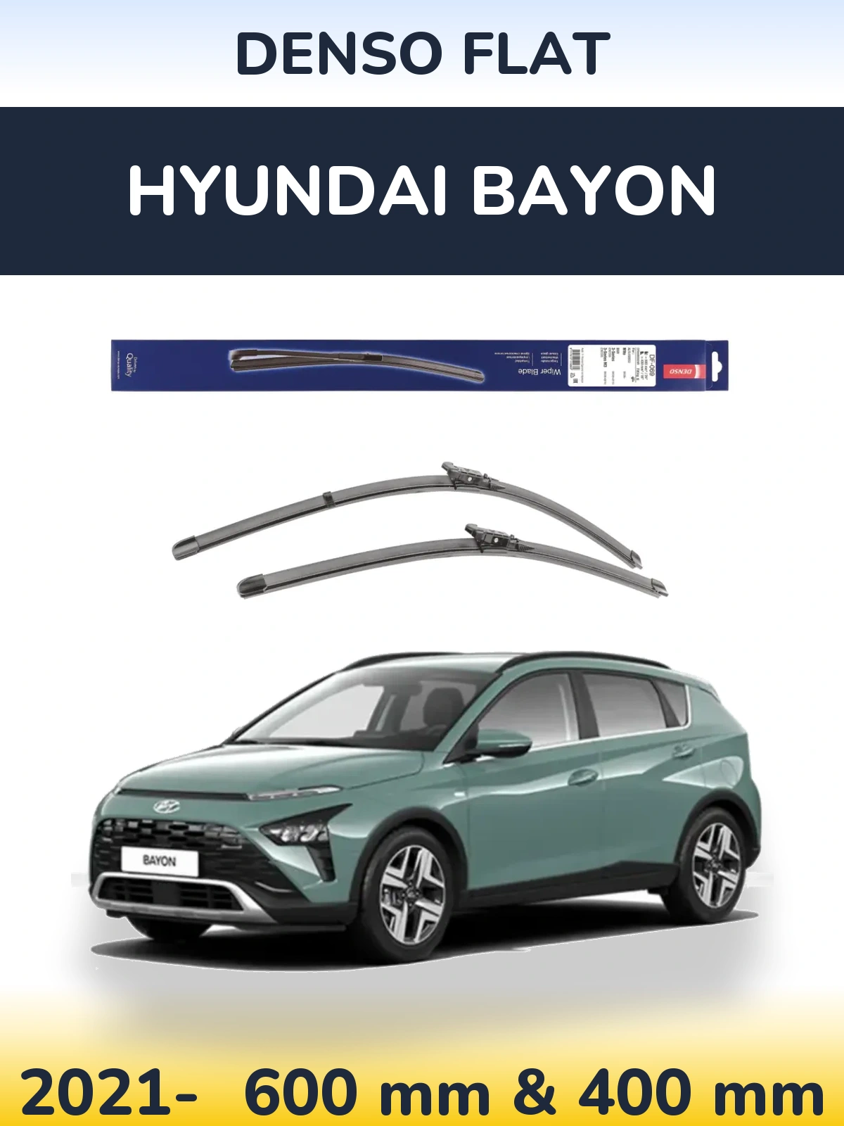 Komplet przednich wycieraczek Denso Flat 600 & 400 mm do Hyundai Bayon 2021-2026