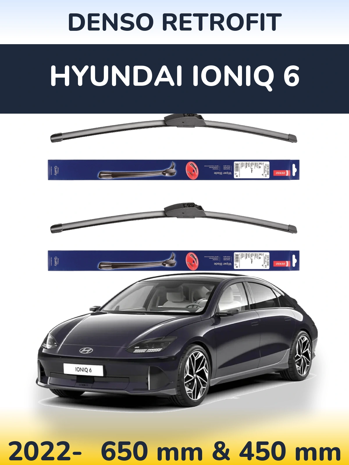 Komplet przednich wycieraczek Denso Retrofit 650 & 450 mm do Hyundai IONIQ 6 2022-2026