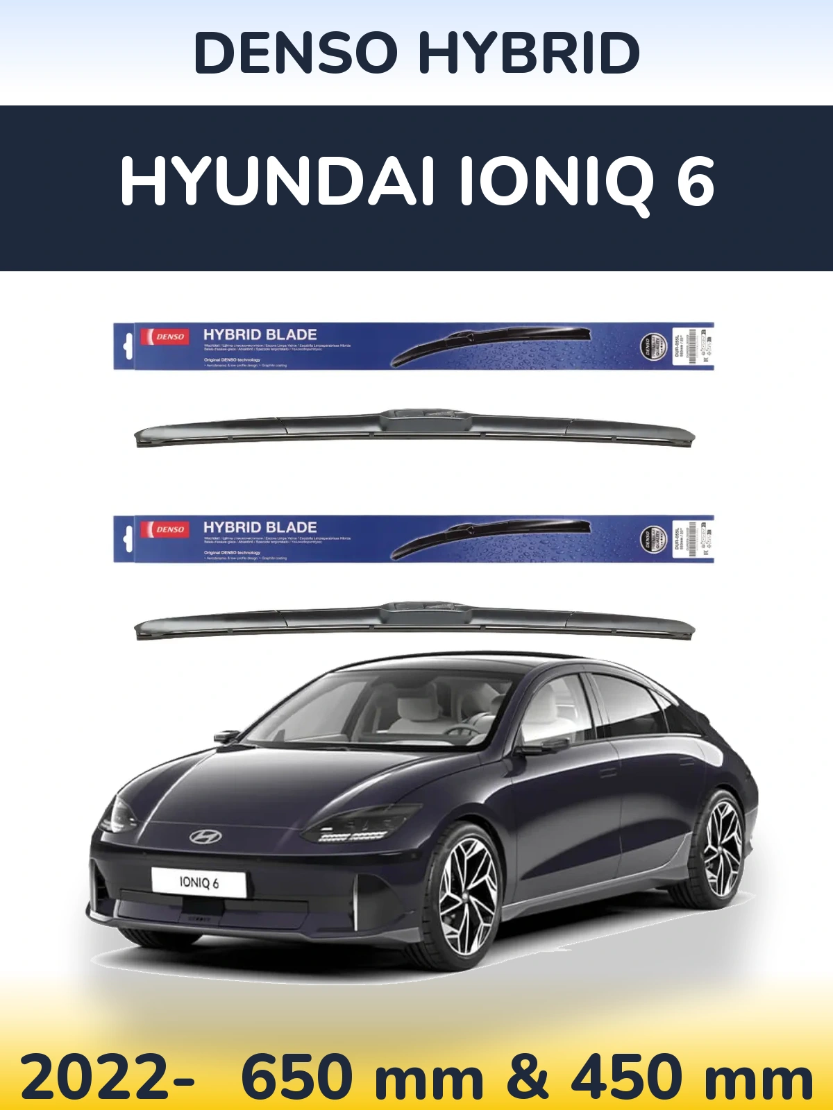 Komplet przednich wycieraczek Denso Hybrid 650 & 450 mm do Hyundai IONIQ 6 2022-2026