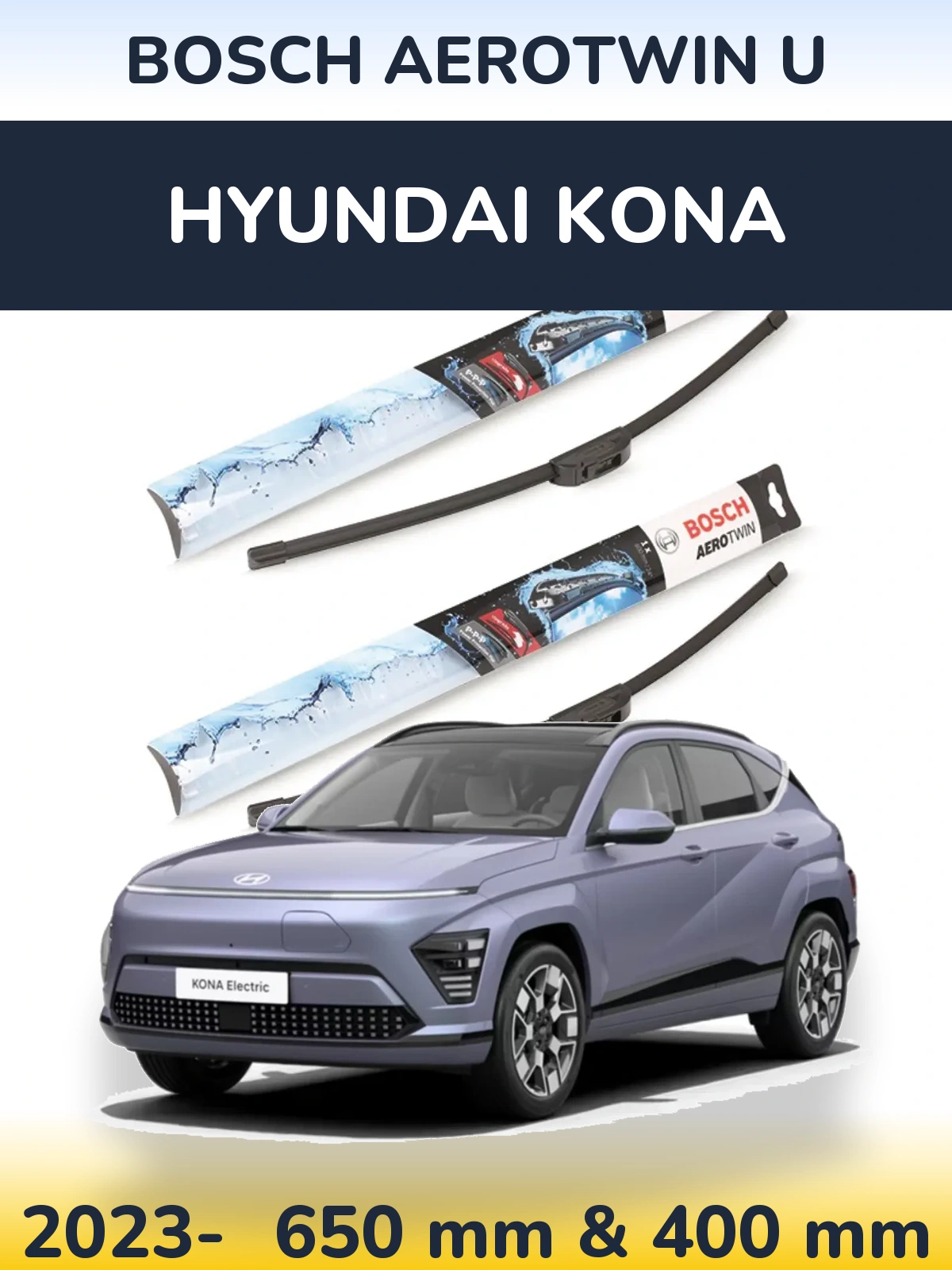 Komplet przednich wycieraczek BOSCH AeroTwin U 650 & 400 mm do Hyundai Kona 2023-2026