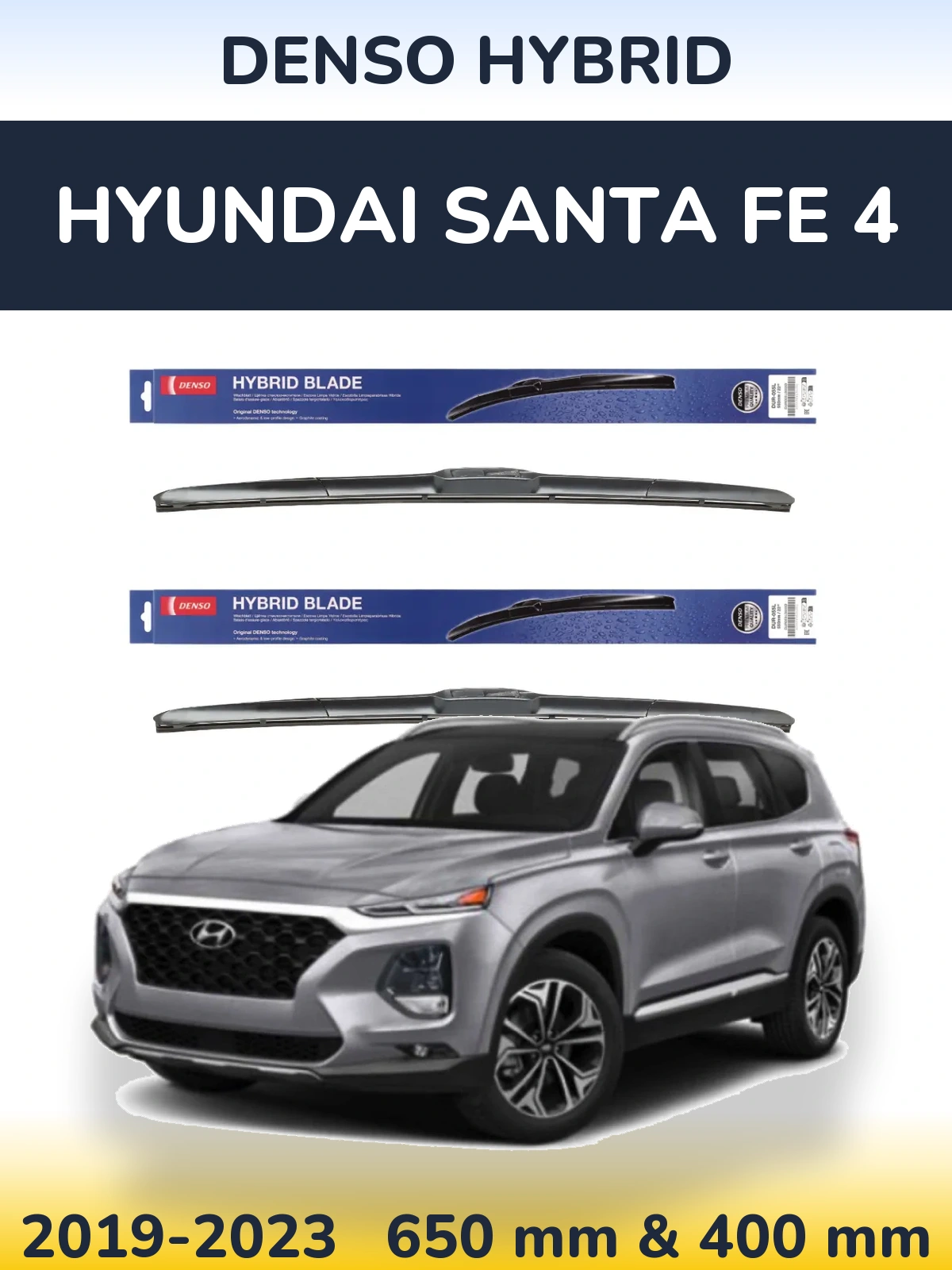 Komplet przednich wycieraczek Denso Hybrid 650 & 400 mm do Hyundai Santa Fe 4 2019-2023
