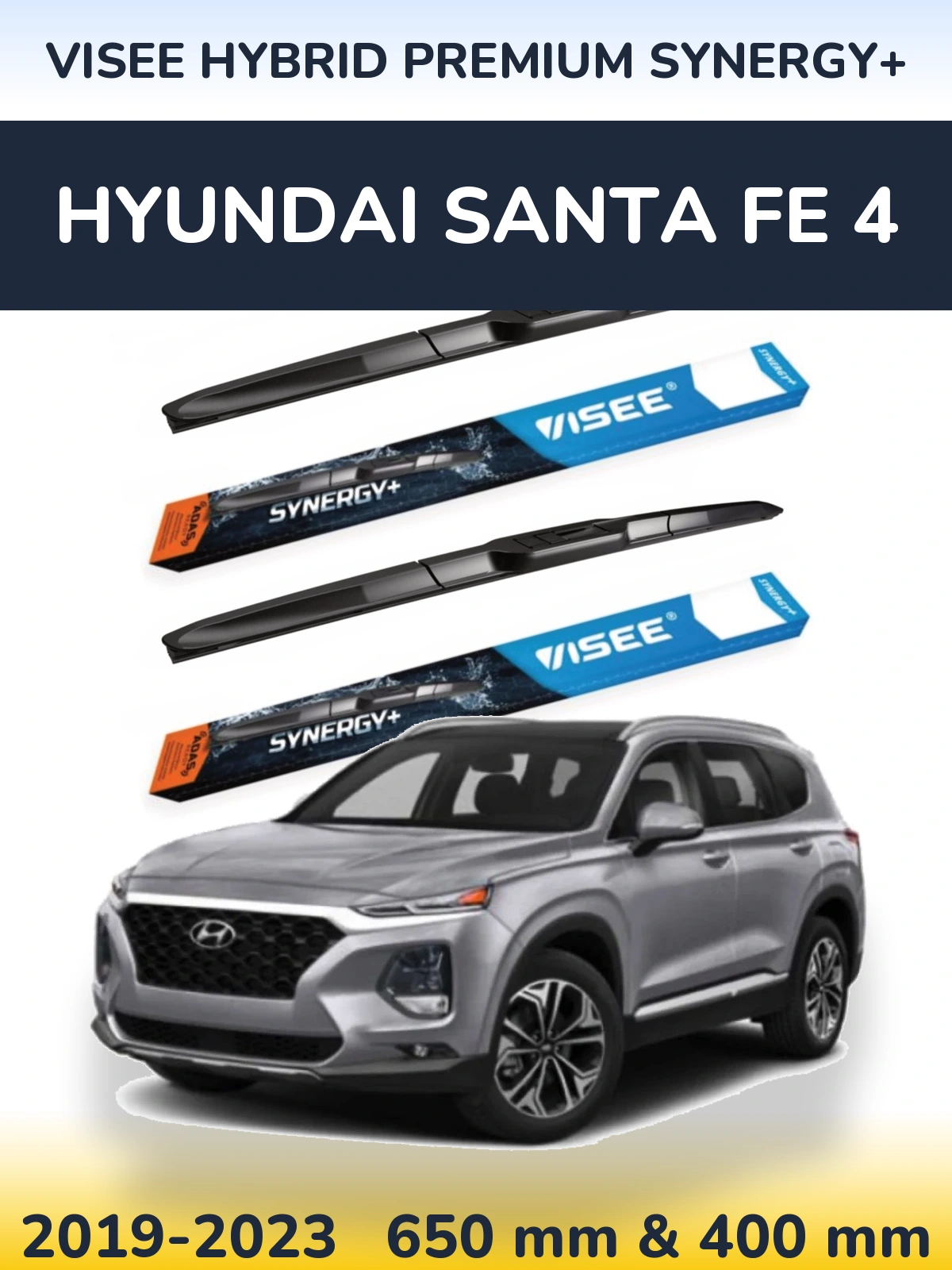 Комплект передних дворников VISEE HYBRID PREMIUM SYNERGY+ 650 & 400 мм для Hyundai Santa Fe 4 2019-2023