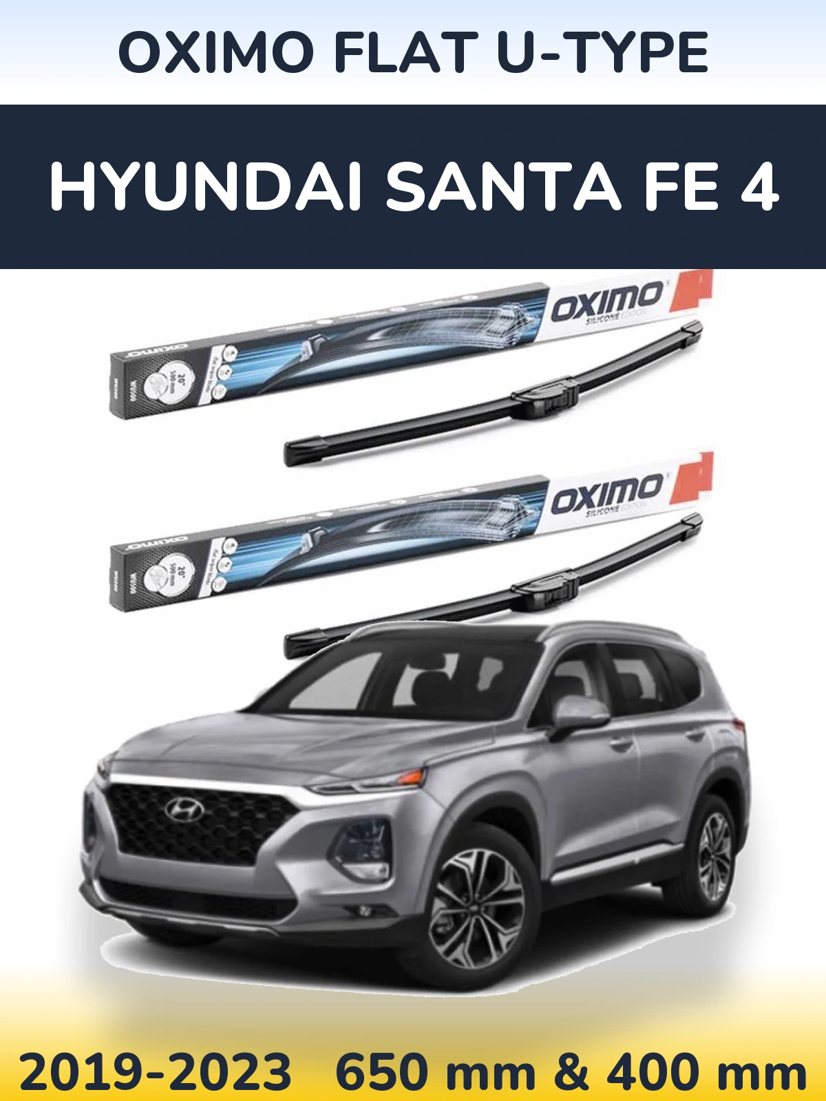 Komplet przednich wycieraczek Oximo Flat U-type 650 & 400 mm do Hyundai Santa Fe 4 2019-2023