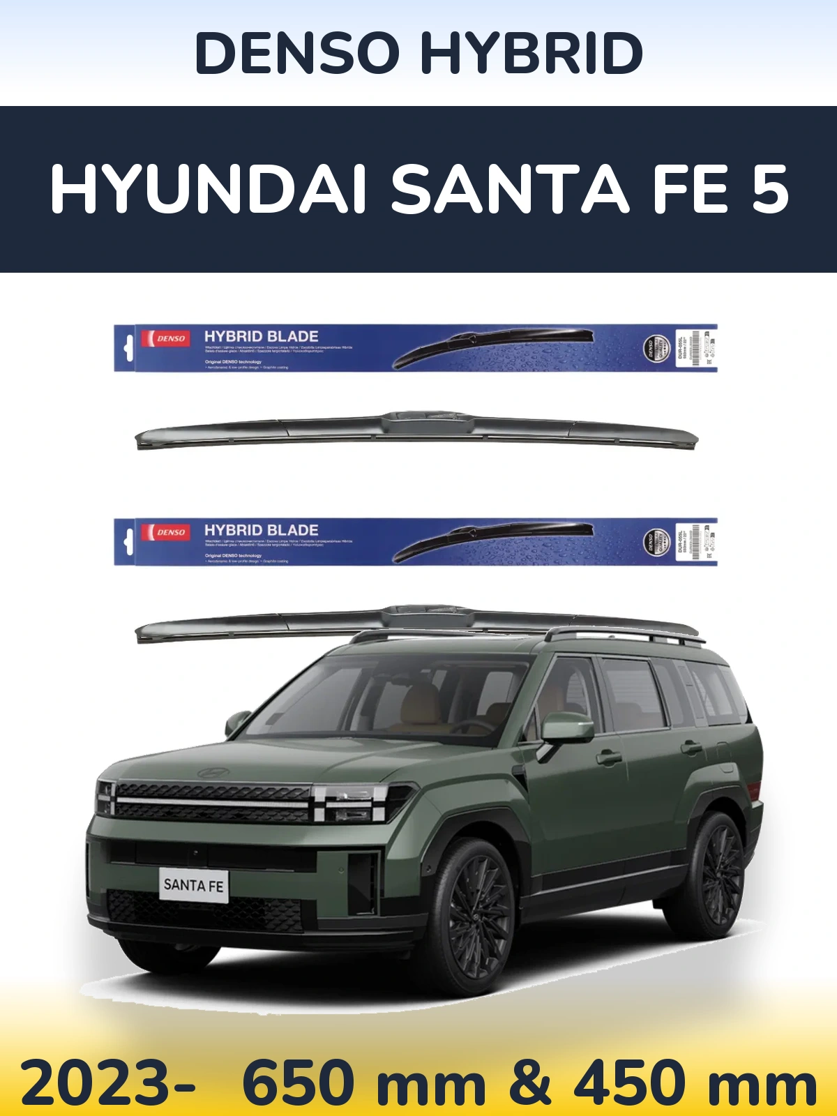 Komplet przednich wycieraczek Denso Hybrid 650 & 450 mm do Hyundai Santa Fe 5 2023-2026