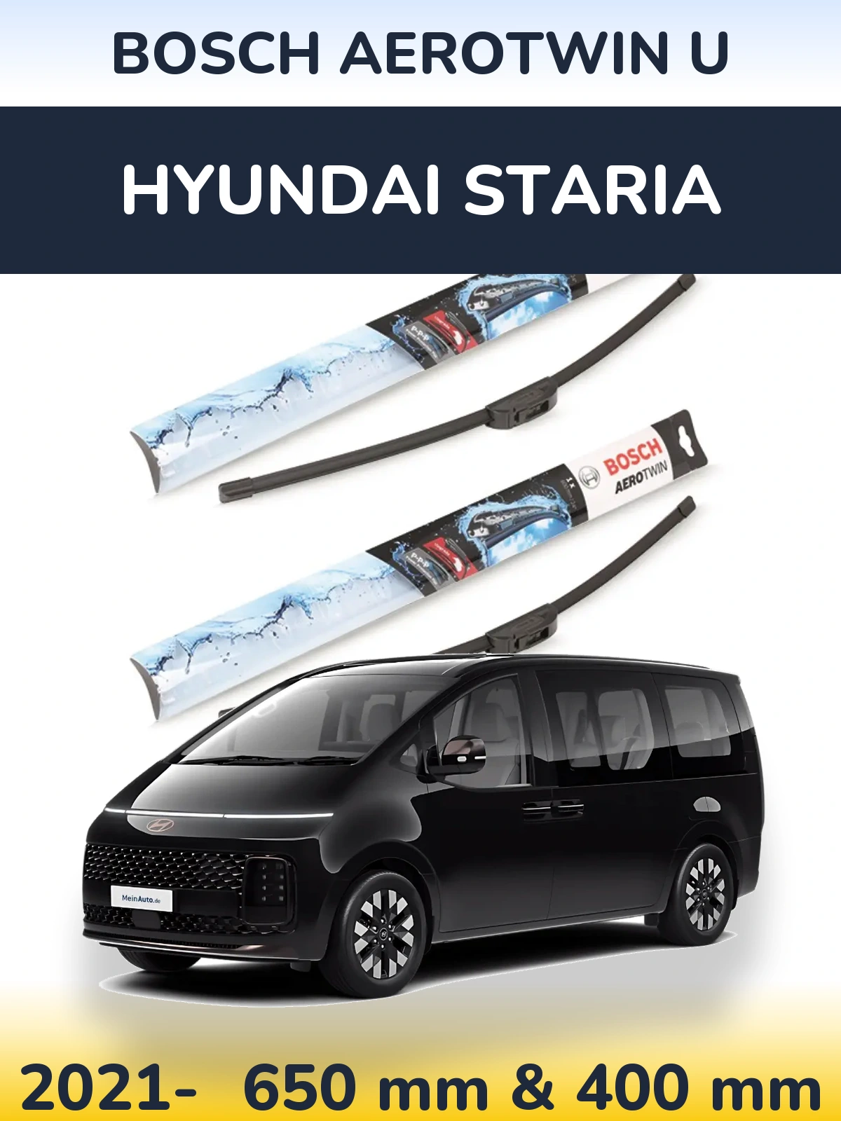 Komplet przednich wycieraczek BOSCH AeroTwin U 650 & 400 mm do Hyundai Staria 2021-2026