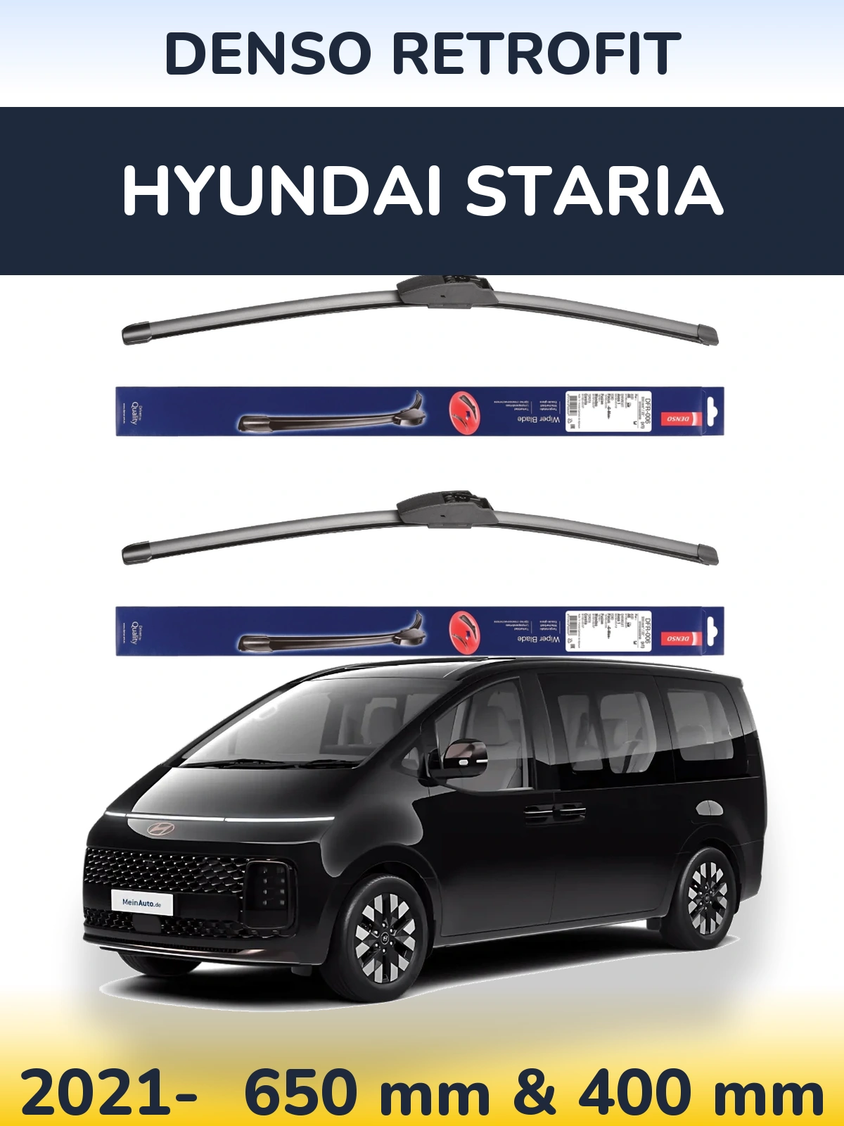 Komplet przednich wycieraczek Denso Retrofit 650 & 400 mm do Hyundai Staria 2021-2026
