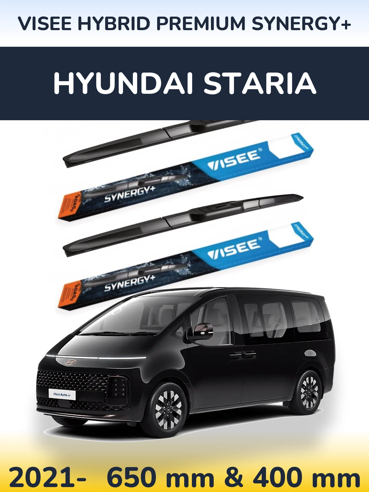Komplet przednich wycieraczek VISEE HYBRID PREMIUM SYNERGY+ 650 & 400 mm do Hyundai Staria 2021-2026