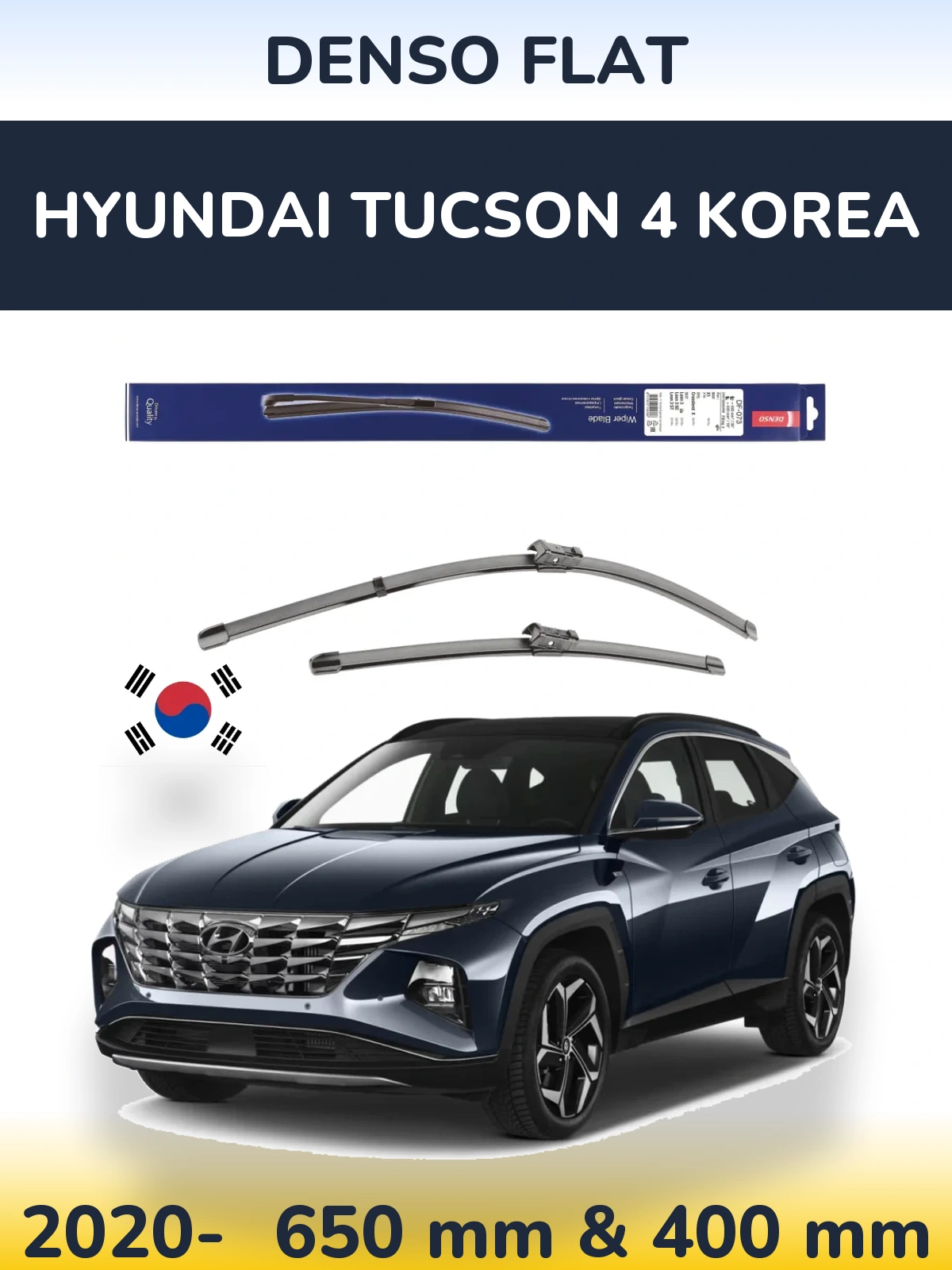 Komplet przednich wycieraczek Denso Flat 650 & 400 mm do Hyundai Tucson 4 Korea 2020-2026