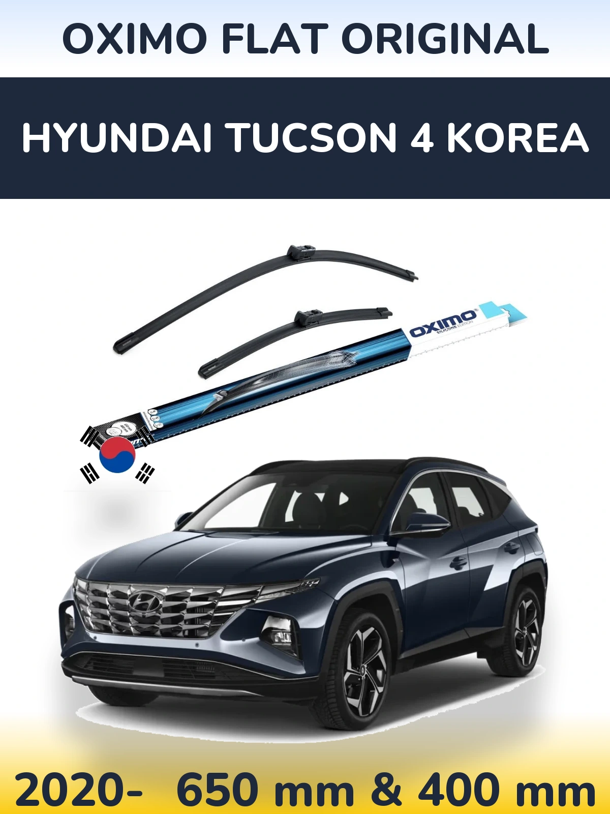 Комплект передних дворников Oximo Flat Original 650 & 400 мм для Hyundai Tucson 4 Korea 2020-2026