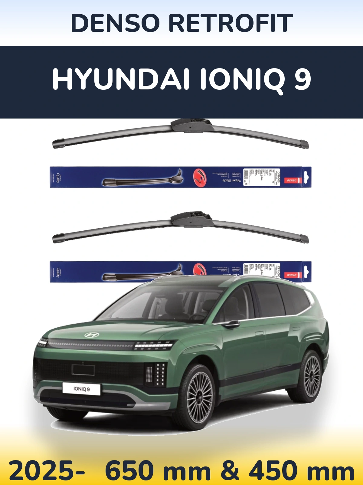 Комплект передних дворников Denso Retrofit 650 & 450 мм для Hyundai IONIQ 9 2025-2026