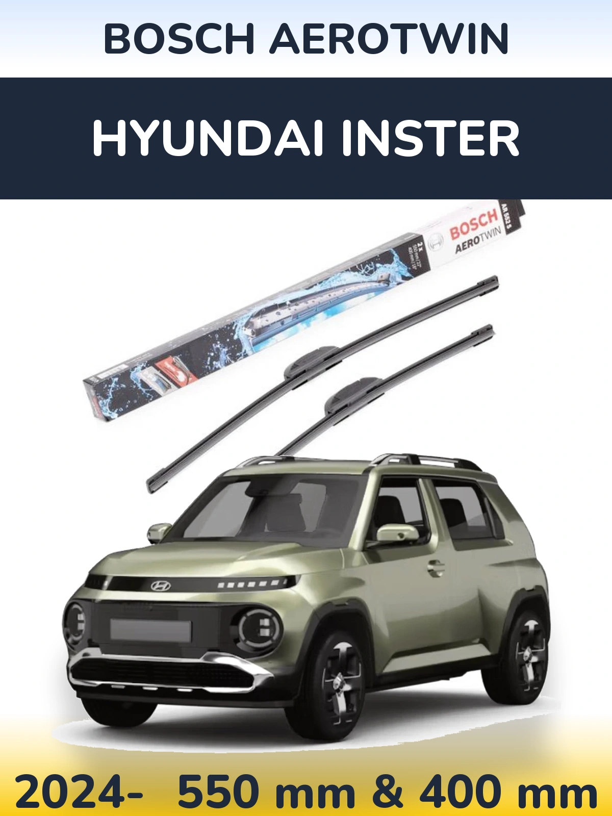 Комплект передних дворников BOSCH AeroTwin 550 & 400 мм для Hyundai Inster 2024-2026