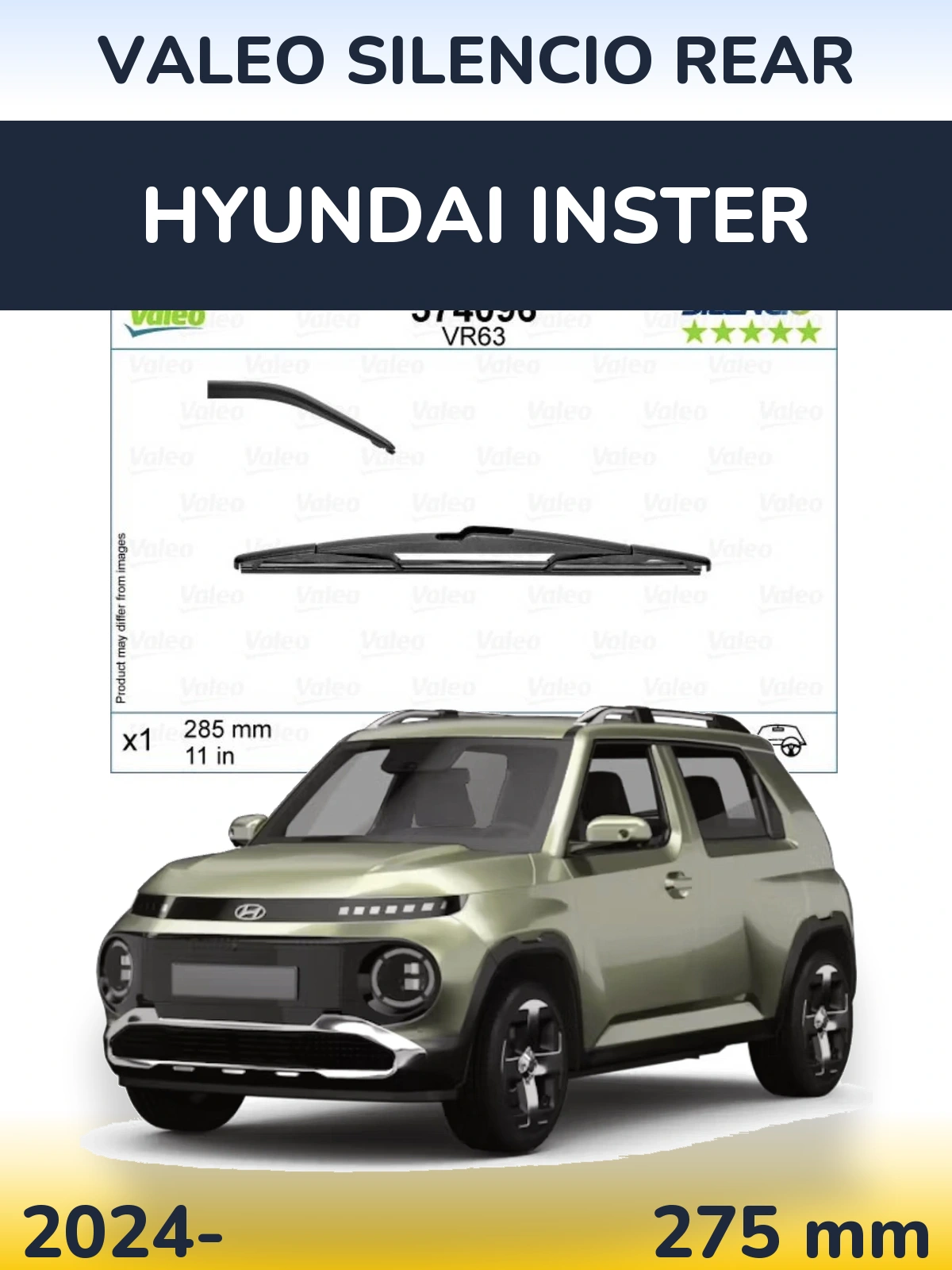 Задний дворник Valeo Silencio Rear 285 мм для Hyundai Inster 2024-2026