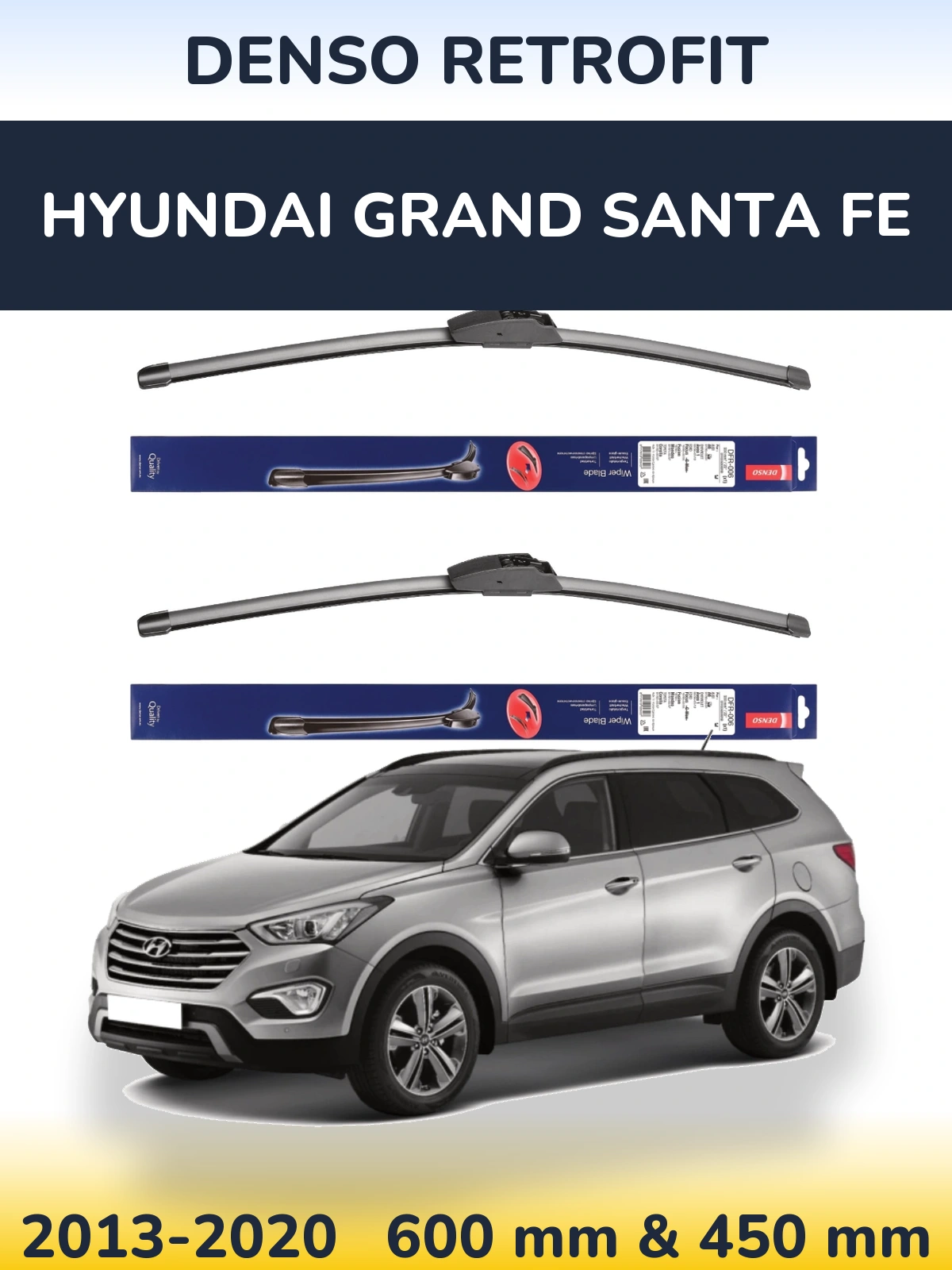 Komplet przednich wycieraczek Denso Retrofit 600 & 450 mm do Hyundai Grand Santa Fe 2013-2020