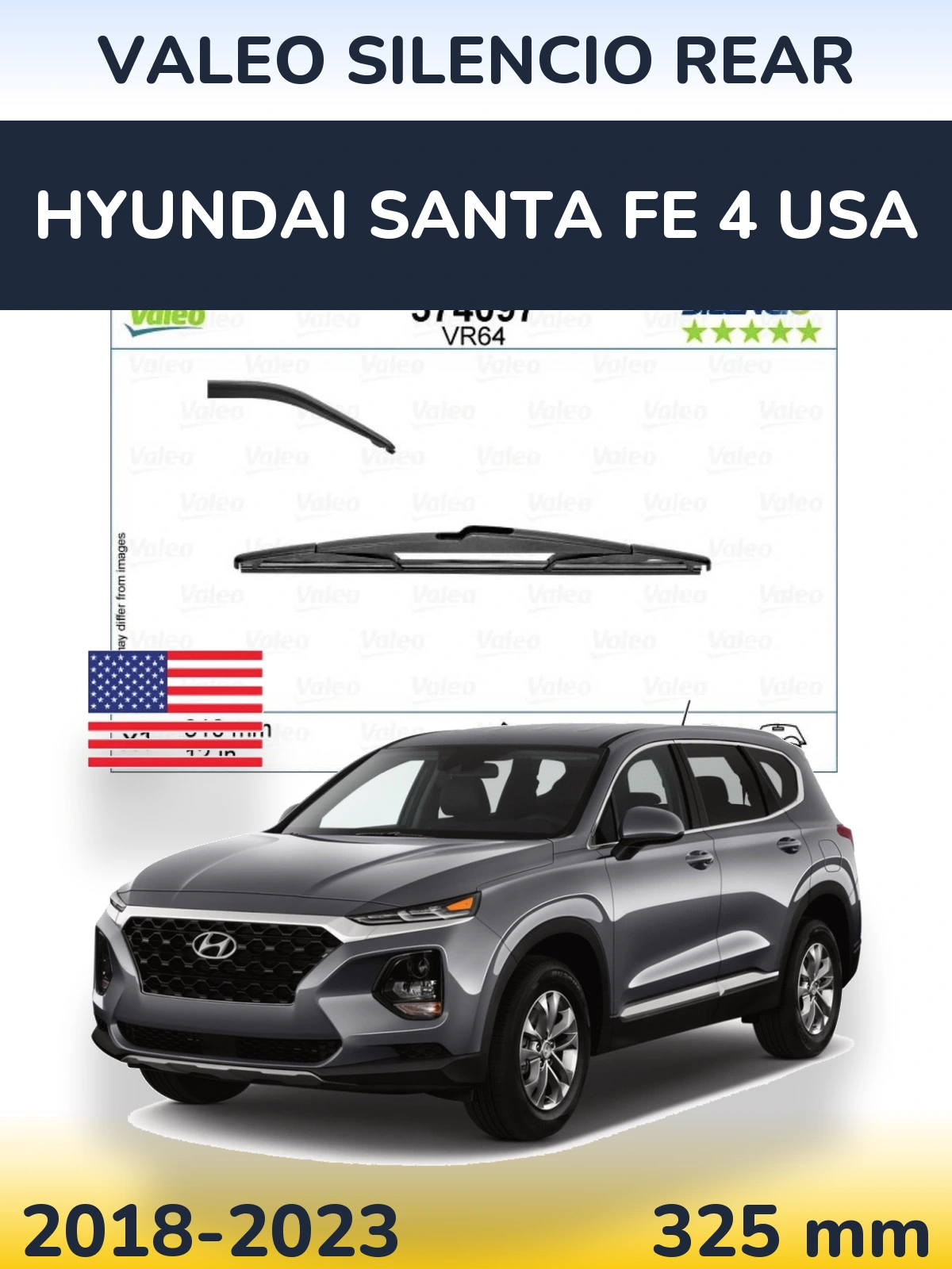 Задний дворник Valeo Silencio Rear 310 мм для Hyundai Santa Fe 4 USA 2018-2023