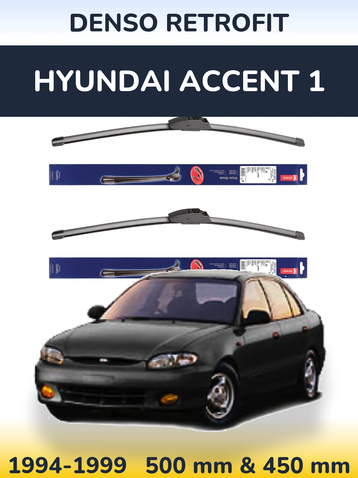 Комплект передних дворников Denso Retrofit 500 & 450 мм для Hyundai Accent 1 1994-1999