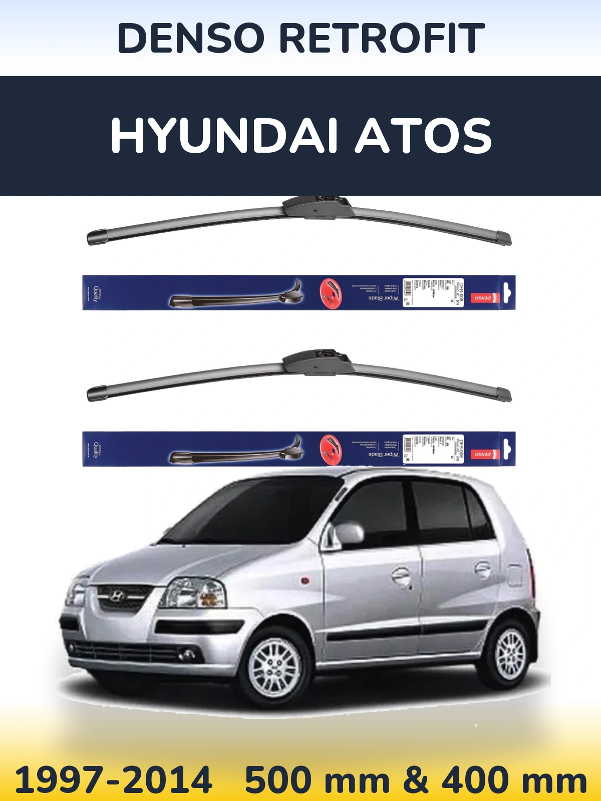 Комплект передних дворников Denso Retrofit 500 & 400 мм для Hyundai Atos 1997-2014