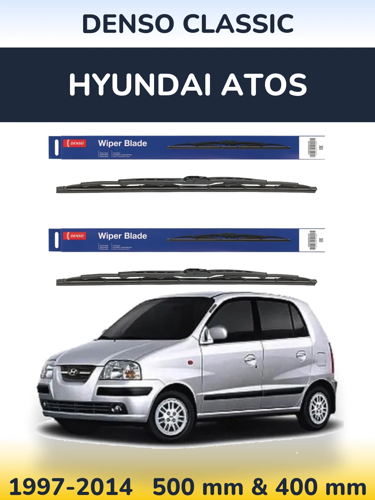 Комплект передних дворников Denso Classic 500 & 400 мм для Hyundai Atos 1997-2014