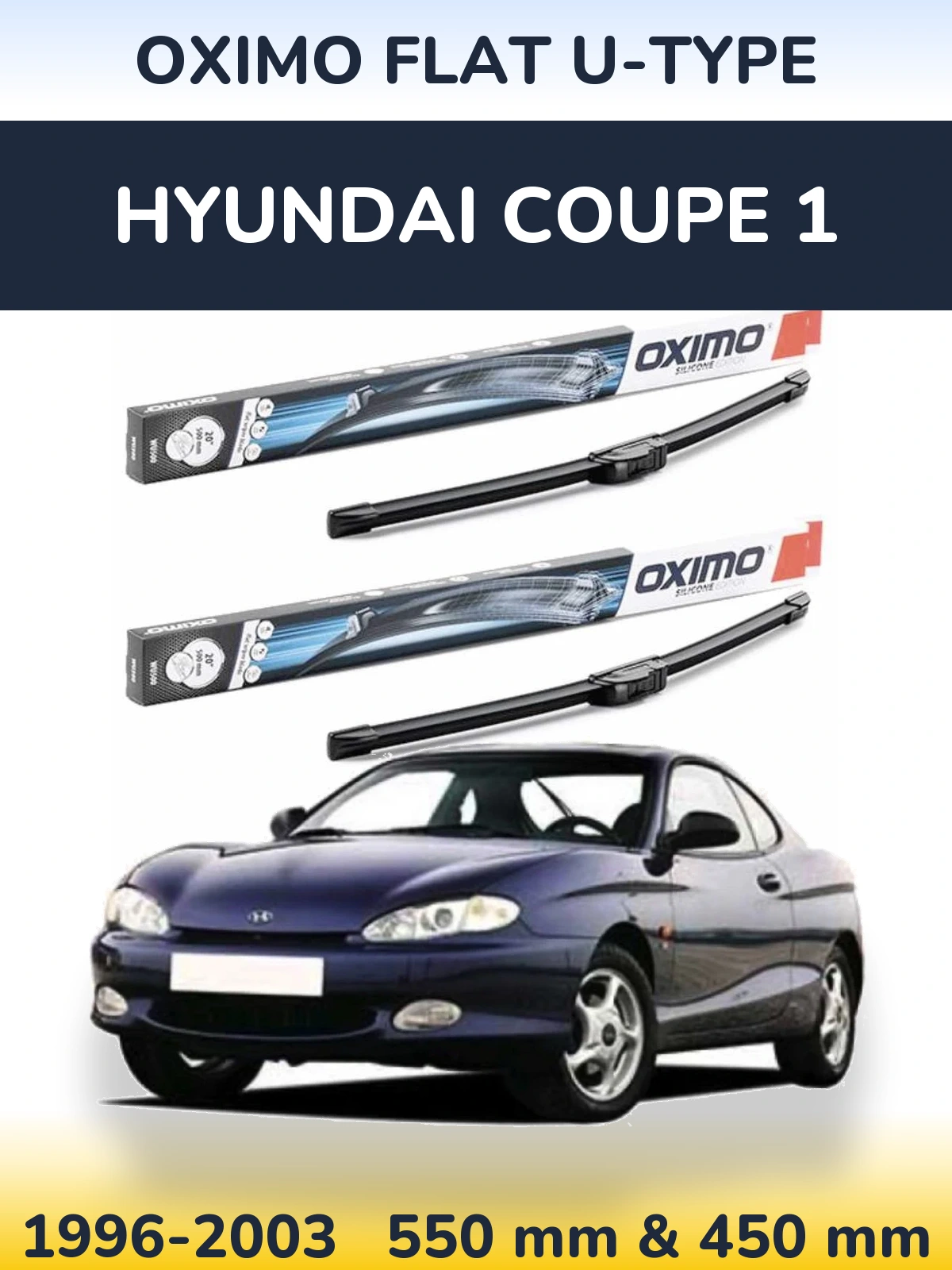 Комплект передних дворников Oximo Flat U-type 550 & 450 мм для Hyundai Coupe 1 1996-2003
