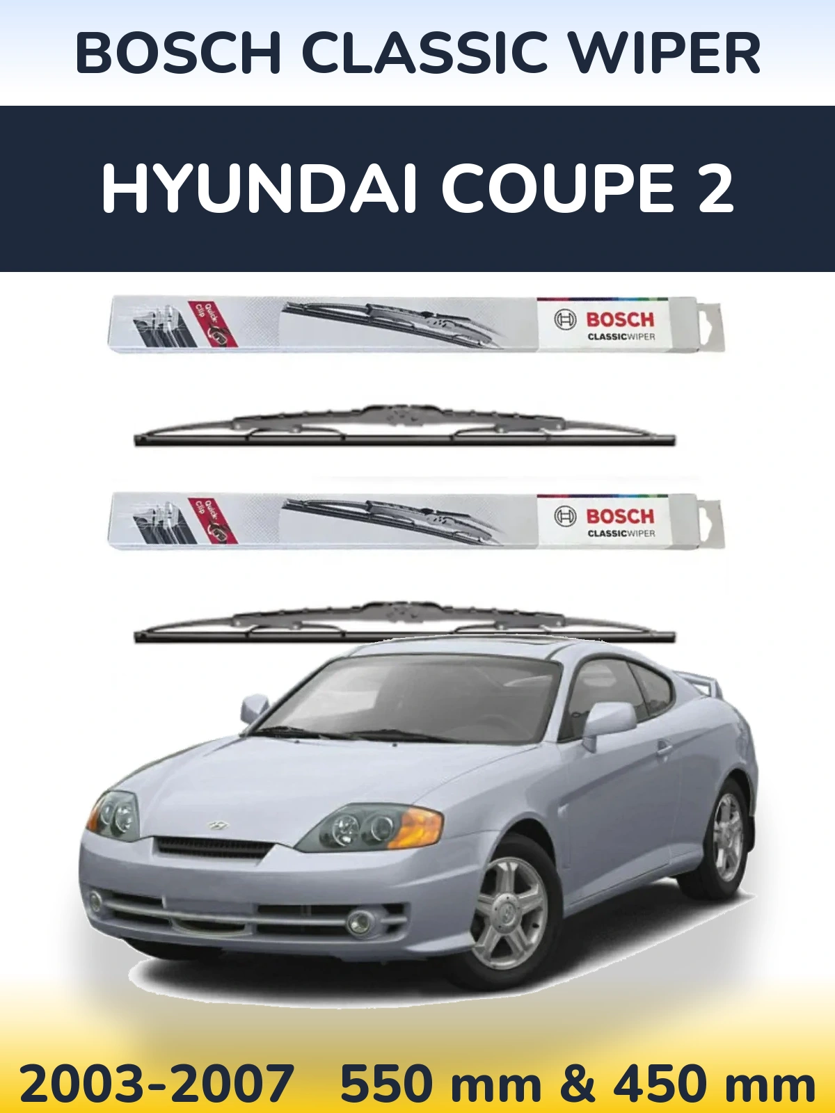Комплект передних дворников BOSCH Classic Wiper 550 & 450 мм для Hyundai Coupe 2 2003-2007