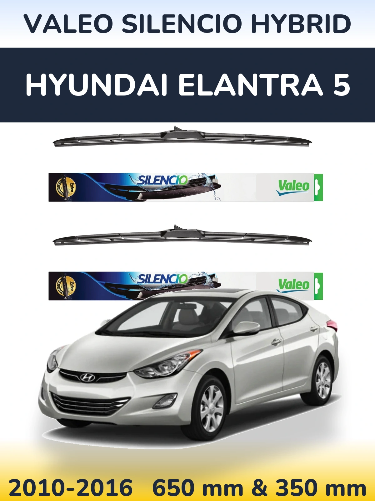 Комплект передних дворников Valeo Silencio Hybrid 650 & 350 мм для Hyundai Elantra 5 2010-2016