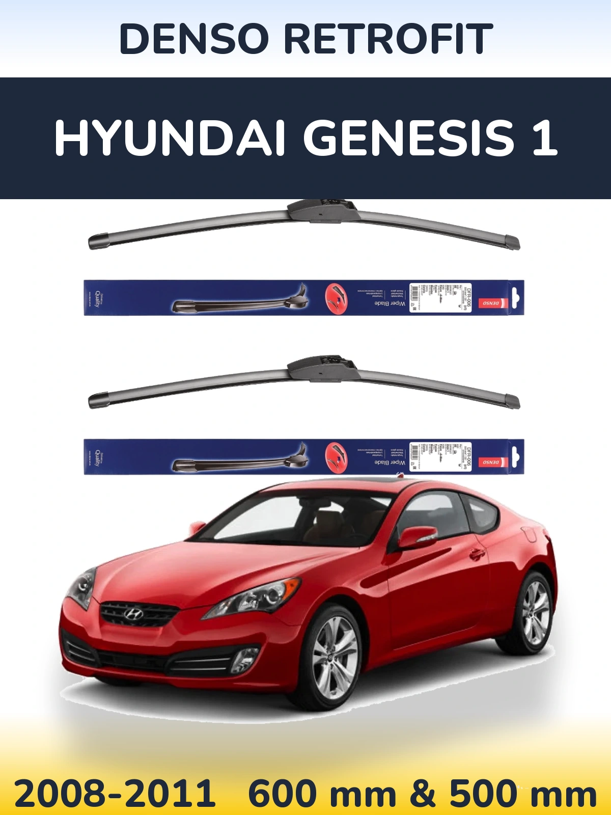 Комплект передних дворников Denso Retrofit 600 & 500 мм для Hyundai Genesis 1 2008-2011