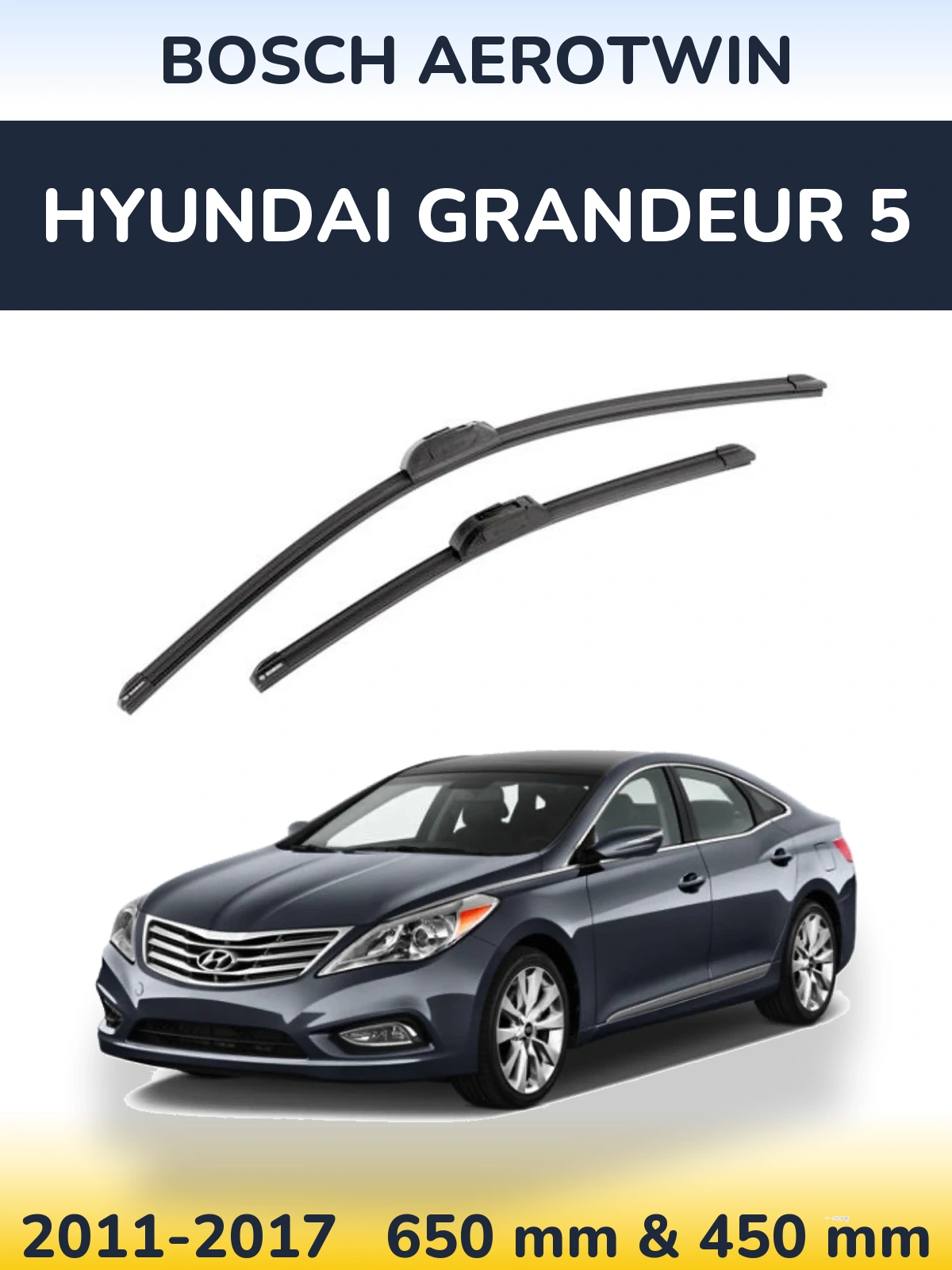 Комплект передніх щіток BOSCH AeroTwin 650 & 450 мм для Hyundai Grandeur 5 2011-2017