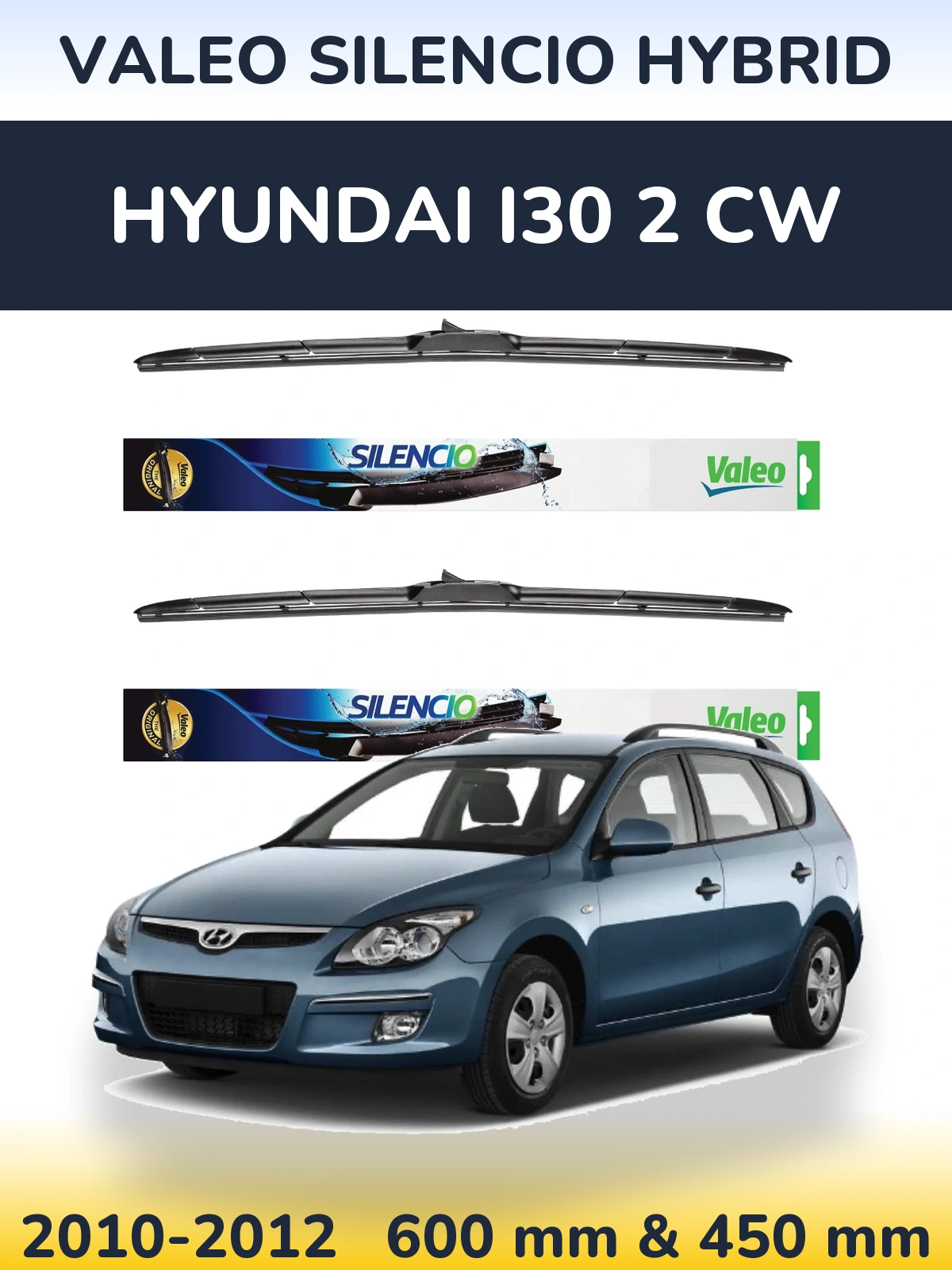Комплект передних дворников Valeo Silencio Hybrid 600 & 450 мм для Hyundai i30 2 CW 2010-2012