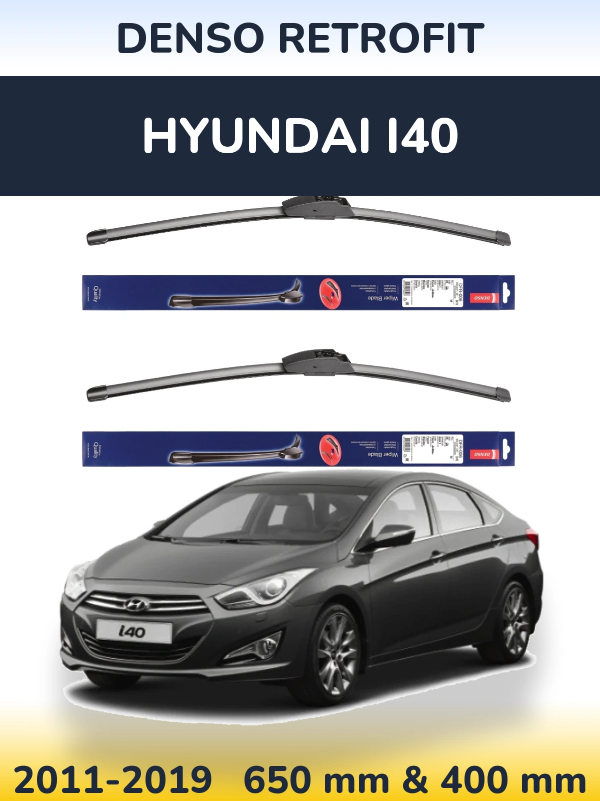 Komplet przednich wycieraczek Denso Retrofit 650 & 400 mm do Hyundai i40 2011-2019
