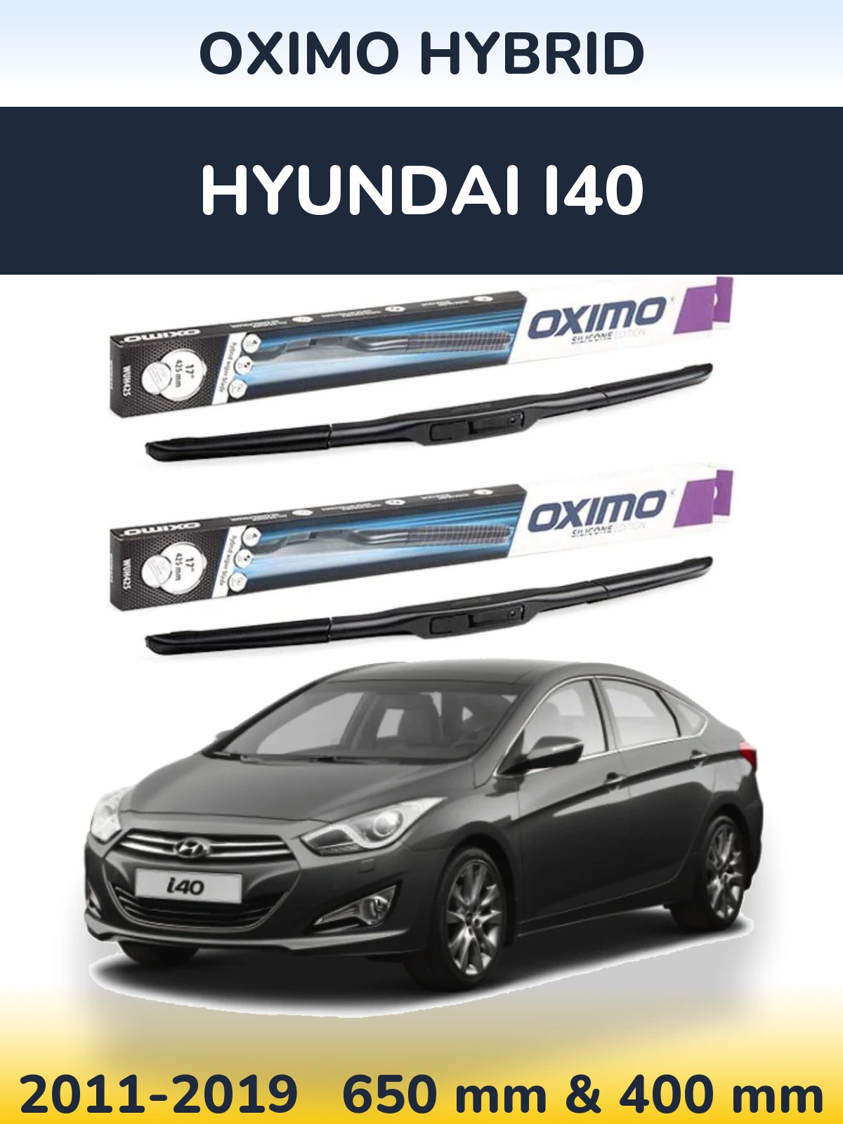 Komplet przednich wycieraczek Oximo Hybrid 650 & 400 mm do Hyundai i40 2011-2019