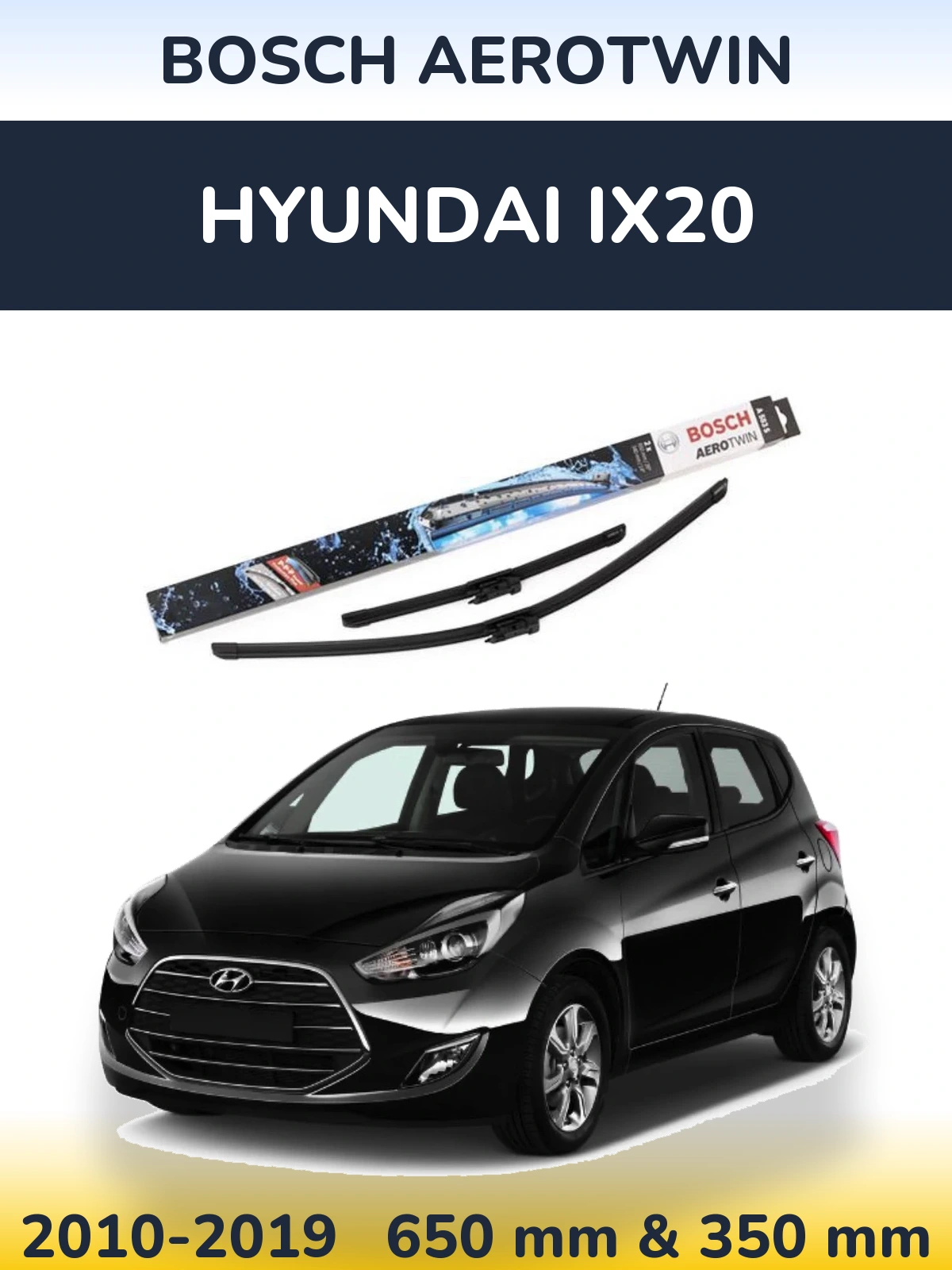 Komplet przednich wycieraczek BOSCH AeroTwin 650 & 340 mm do Hyundai ix20 2010-2019