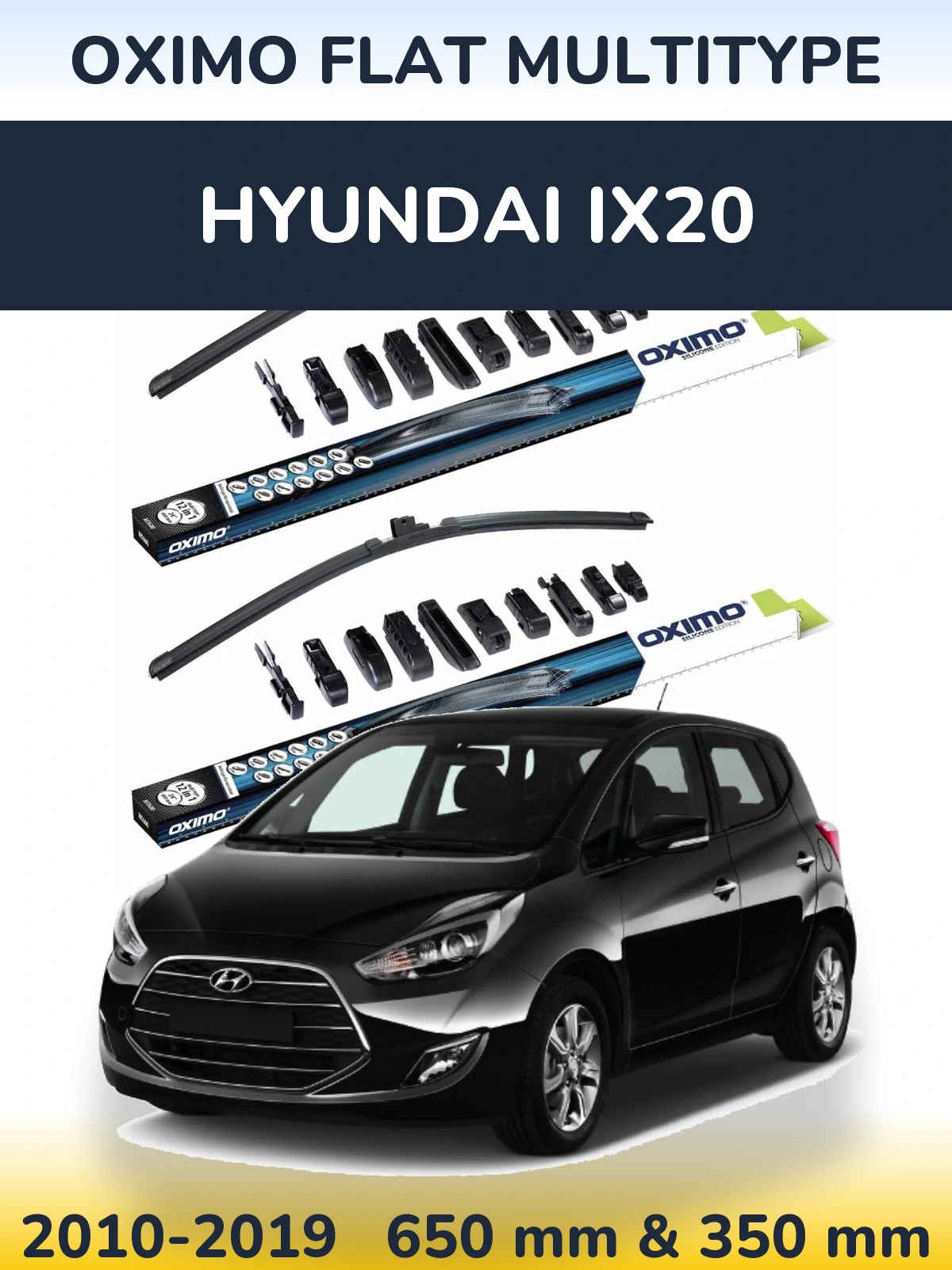 Komplet przednich wycieraczek Oximo Flat MultiType 650 & 350 mm do Hyundai ix20 2010-2019
