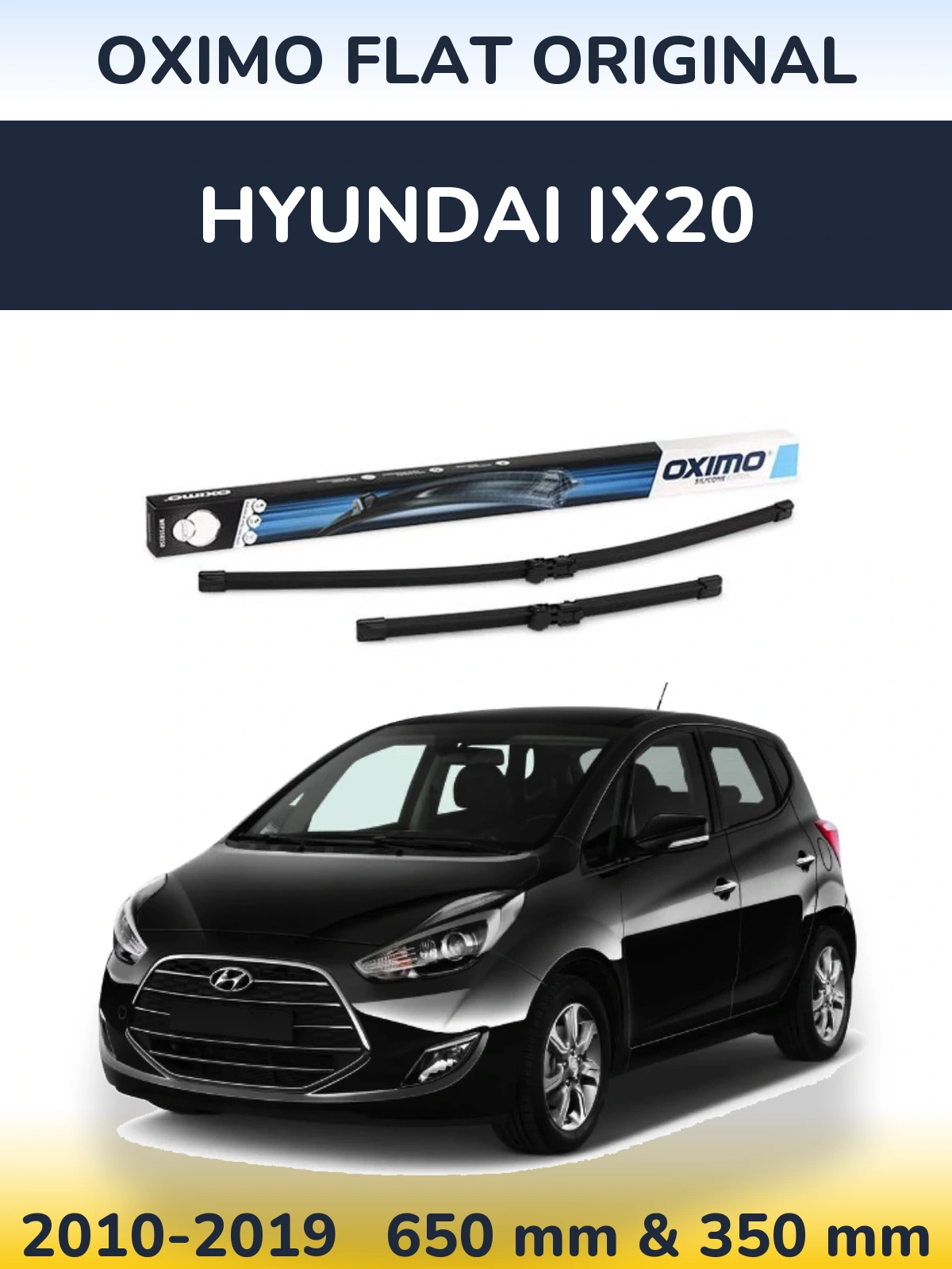 Комплект передних дворников Oximo Flat Original 650 & 350 мм для Hyundai ix20 2010-2019