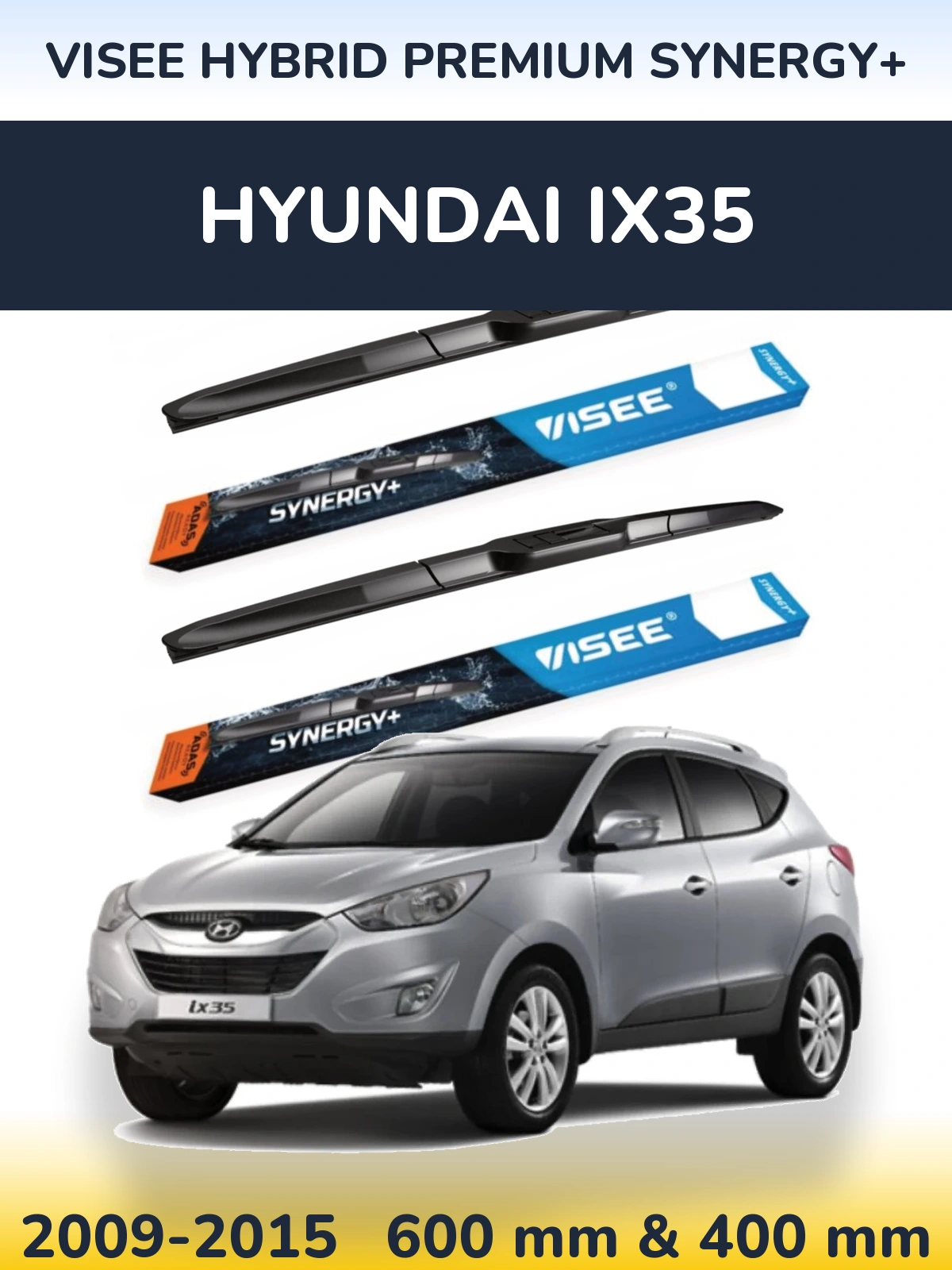 Комплект передних дворников VISEE HYBRID PREMIUM SYNERGY+ 600 & 400 мм для Hyundai ix35 2009-2015