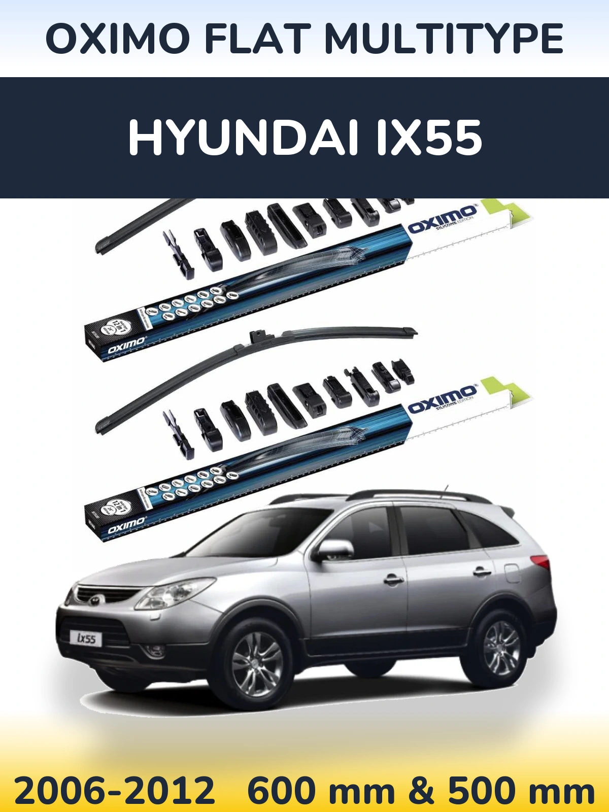 Komplet przednich wycieraczek Oximo Flat MultiType 600 & 500 mm do Hyundai ix55 2006-2012