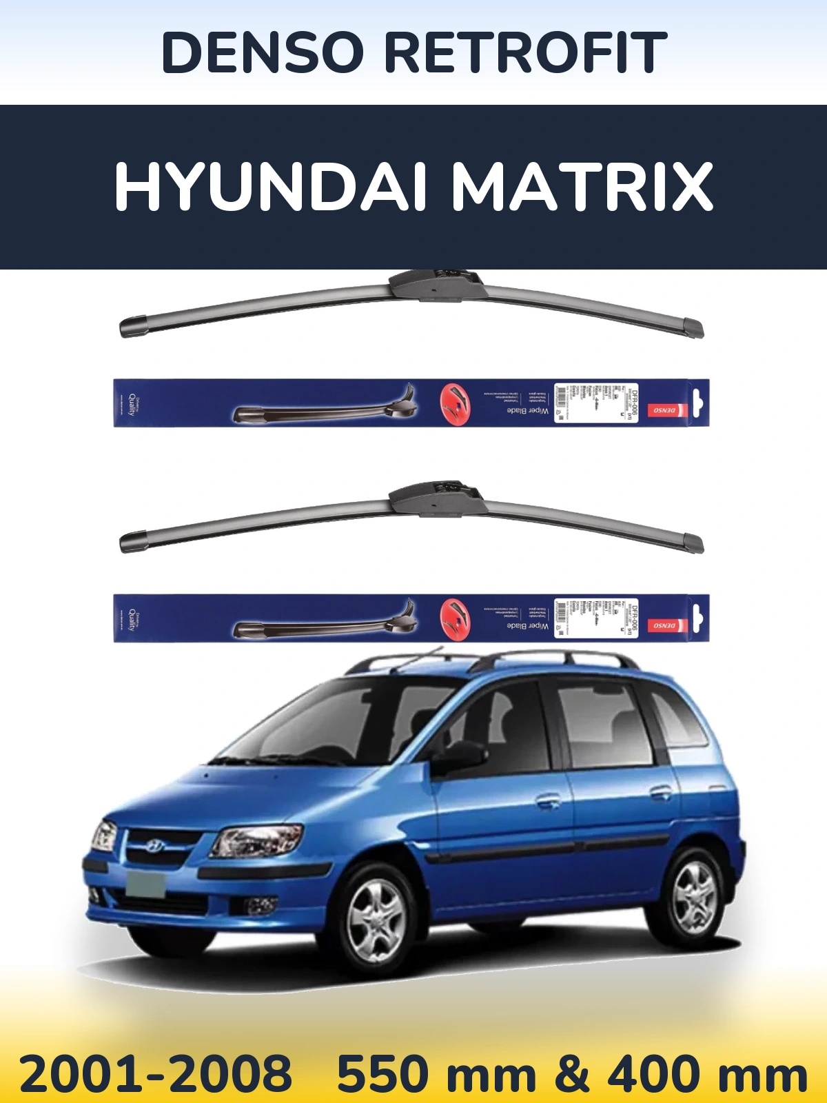 Комплект передних дворников Denso Retrofit 550 & 400 мм для Hyundai Matrix 2001-2008