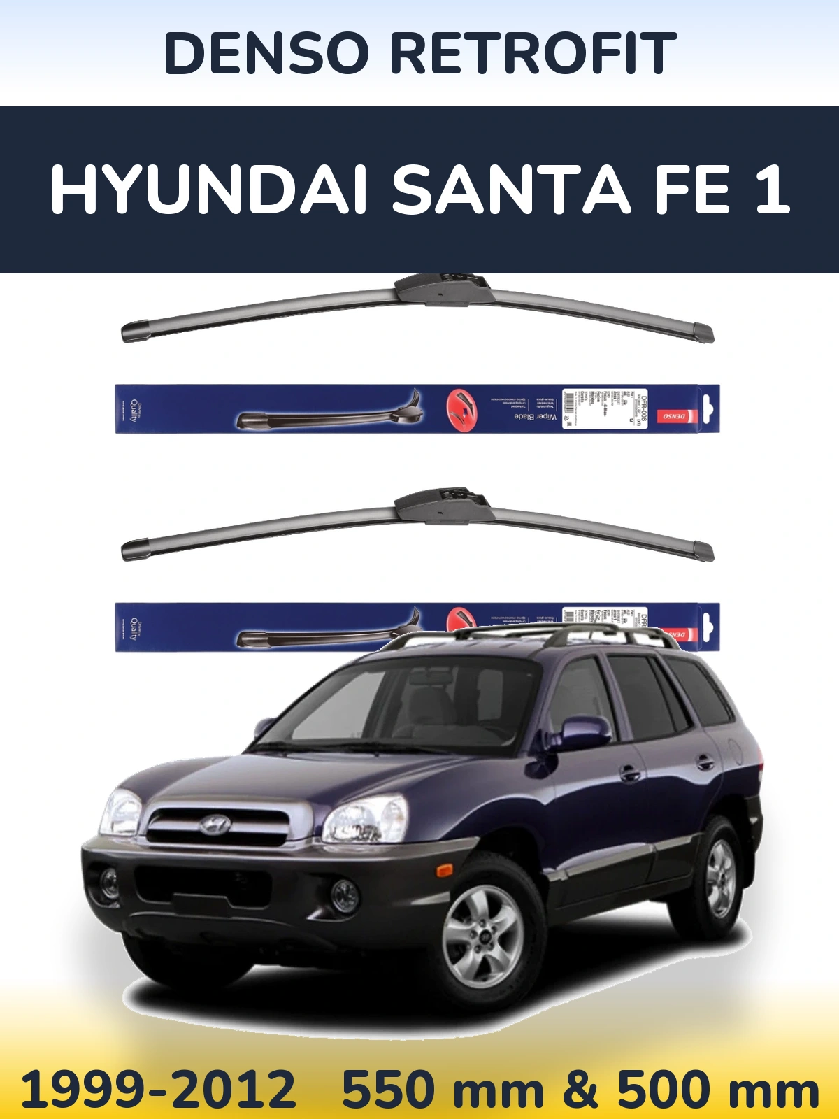 Komplet przednich wycieraczek Denso Retrofit 550 & 500 mm do Hyundai Santa Fe 1 1999-2012