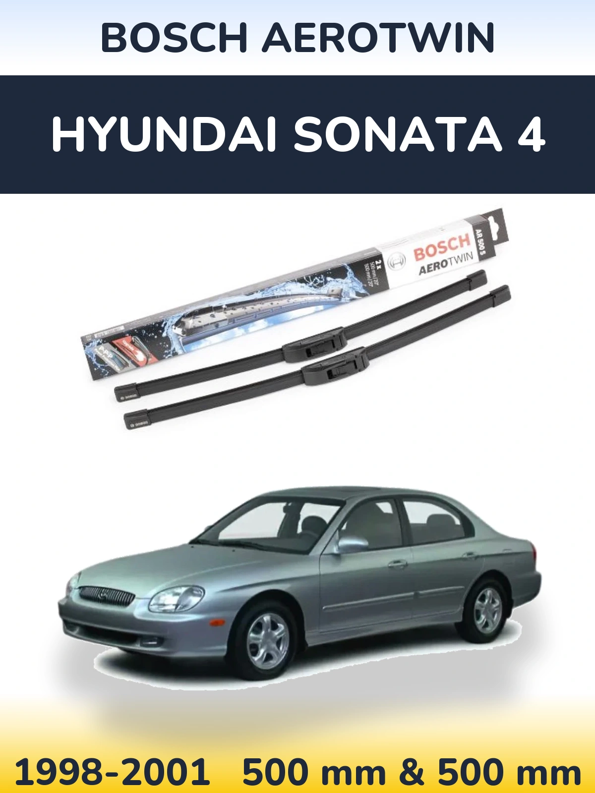 Komplet przednich wycieraczek BOSCH AeroTwin 500 & 500 mm do Hyundai Sonata 4 1998-2001
