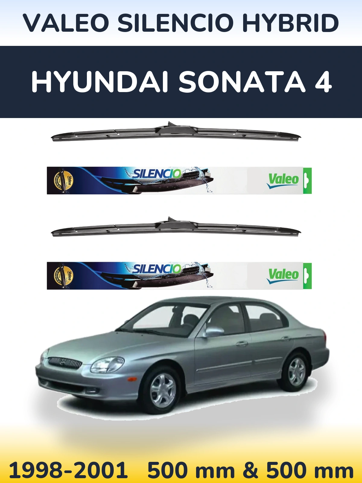 Комплект передних дворников Valeo Silencio Hybrid 500 & 500 мм для Hyundai Sonata 4 1998-2001