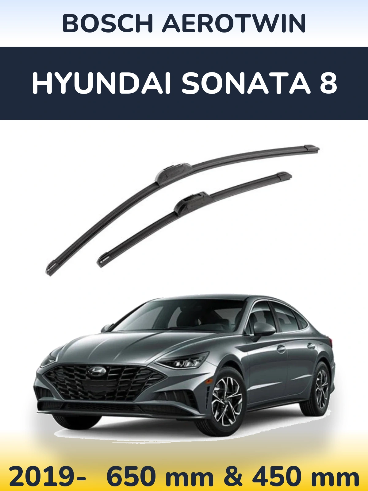 Komplet przednich wycieraczek BOSCH AeroTwin 650 & 450 mm do Hyundai Sonata 8 2019-2026