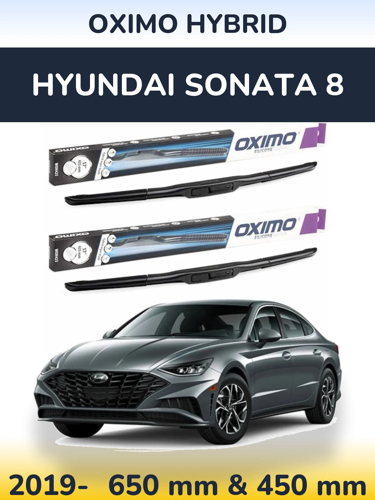Komplet przednich wycieraczek Oximo Hybrid 650 & 450 mm do Hyundai Sonata 8 2019-2026