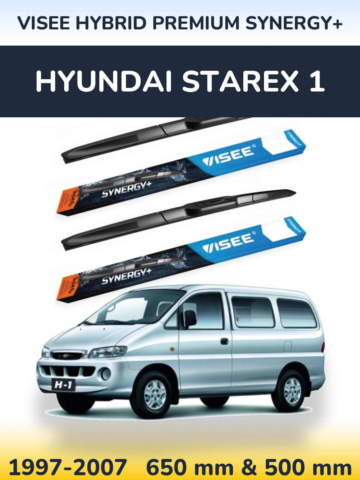 Комплект передних дворников VISEE HYBRID PREMIUM SYNERGY+ 650 & 500 мм для Hyundai Starex 1 1997-2007