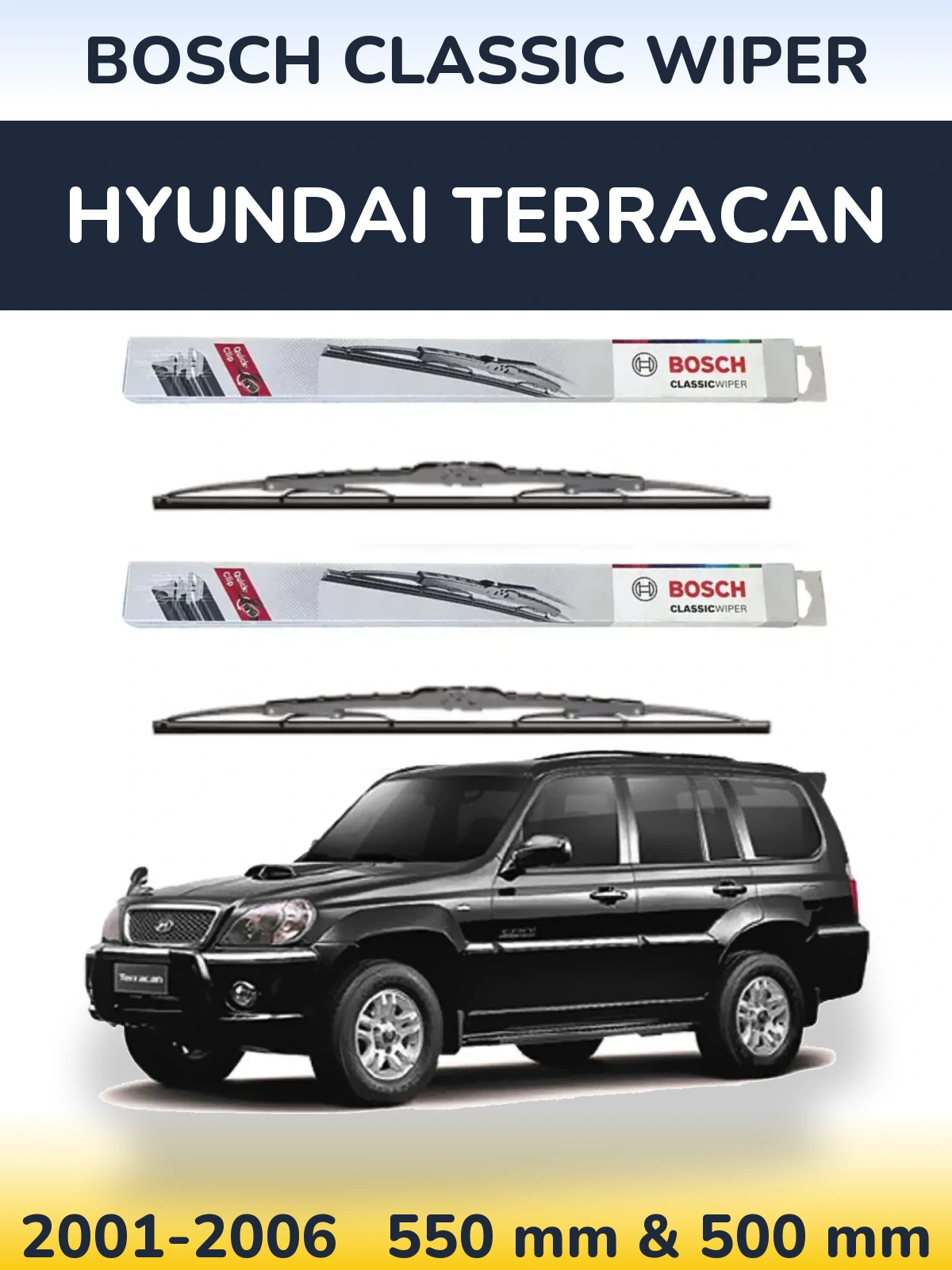 Комплект передних дворников BOSCH Classic Wiper 550 & 500 мм для Hyundai Terracan 2001-2006