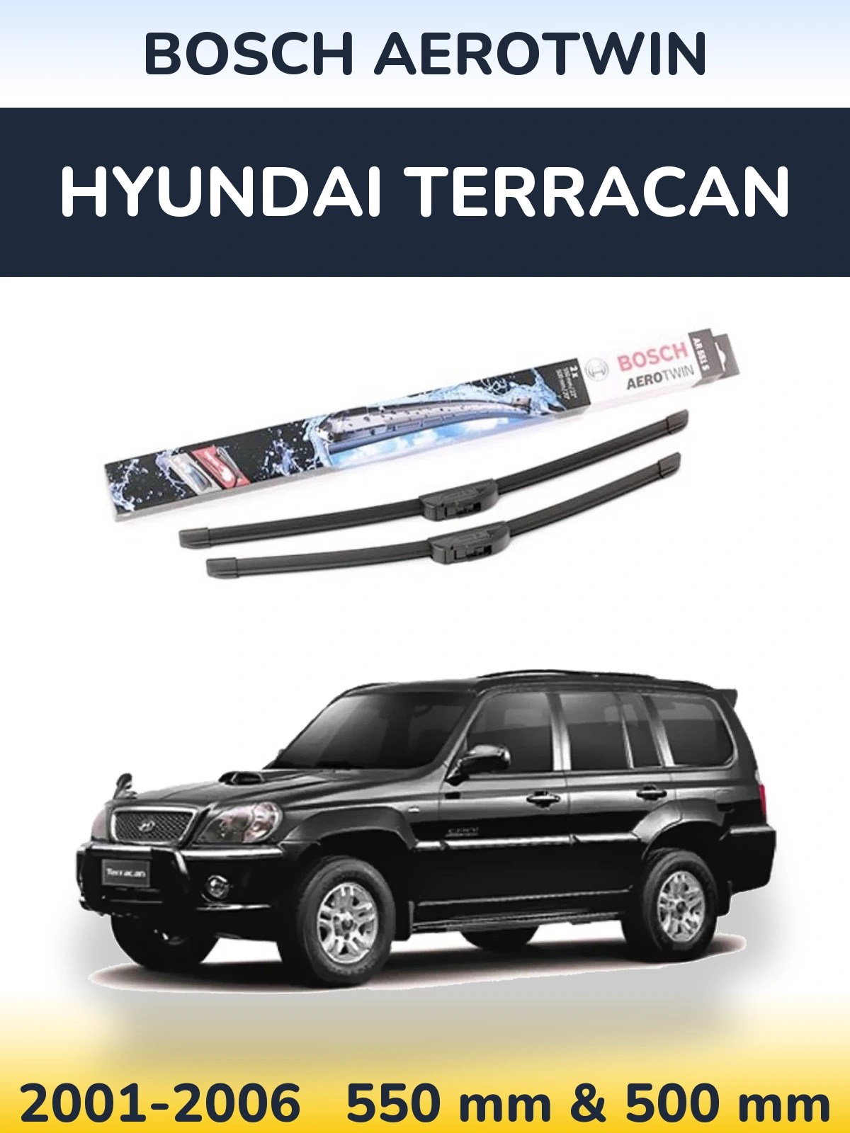Комплект передних дворников BOSCH AeroTwin 550 & 500 мм для Hyundai Terracan 2001-2006