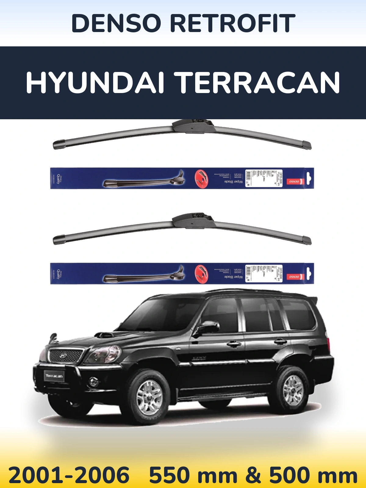 Комплект передних дворников Denso Retrofit 550 & 500 мм для Hyundai Terracan 2001-2006