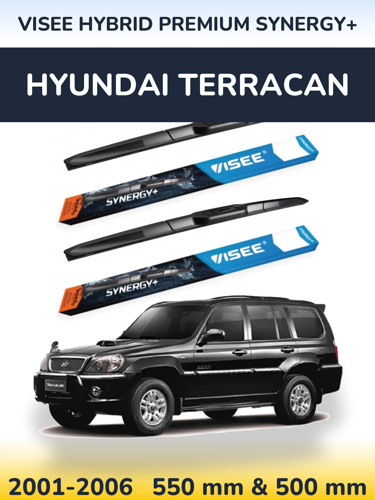 Комплект передних дворников VISEE HYBRID PREMIUM SYNERGY+ 550 & 500 мм для Hyundai Terracan 2001-2006