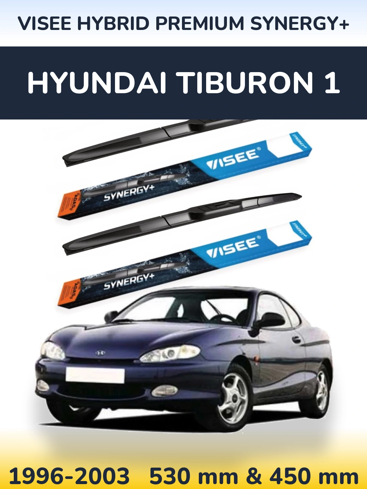 Комплект передних дворников VISEE HYBRID PREMIUM SYNERGY+ 530 & 450 мм для Hyundai Tiburon 1 1996-2003
